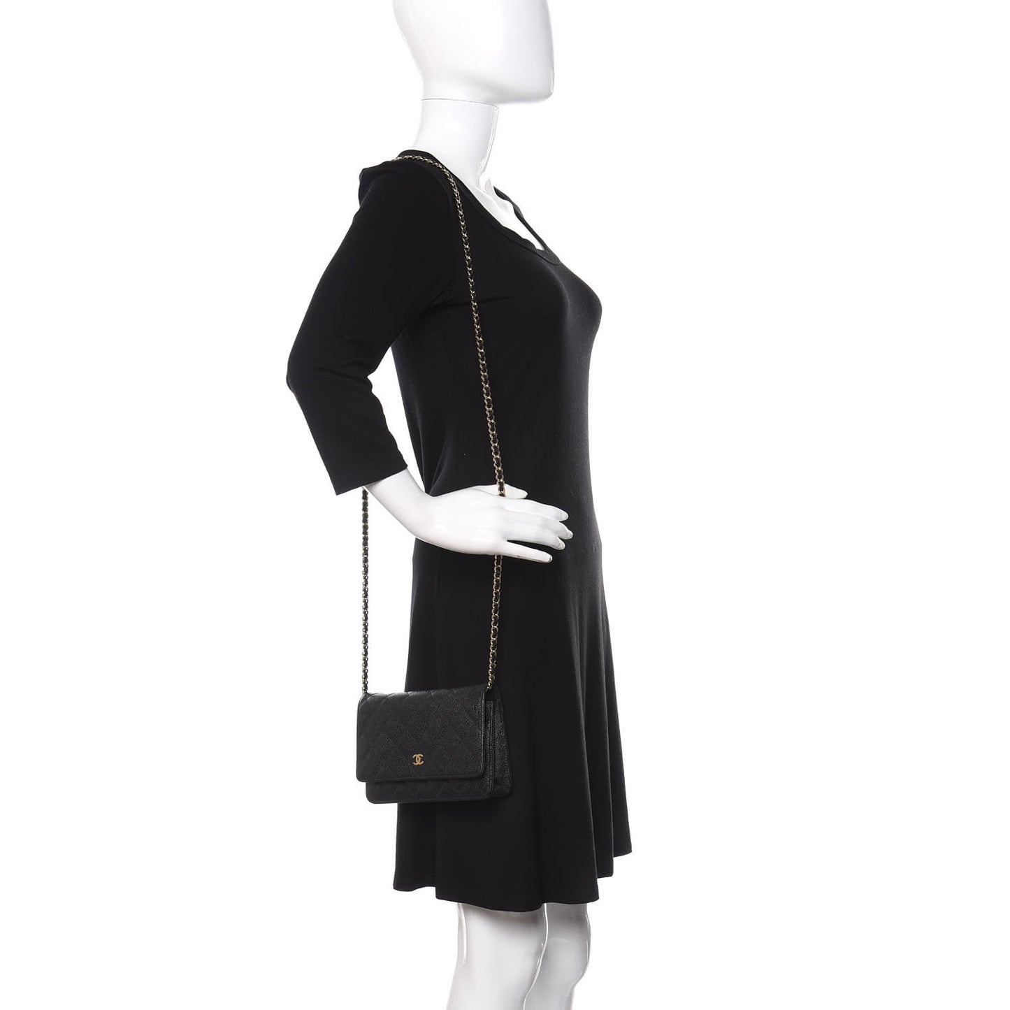 Caviar Quilted Wallet On Chain WOC Black