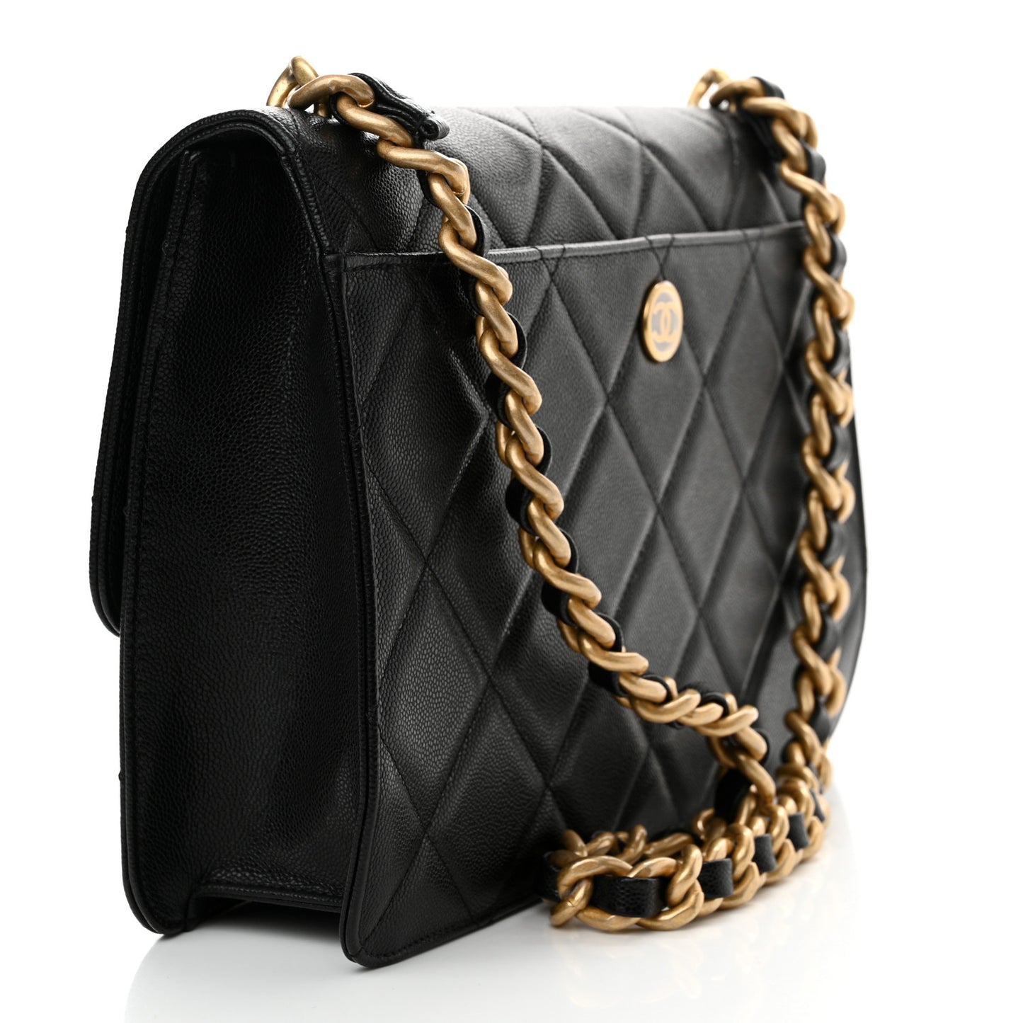 Caviar Quilted CC Large Flap Black