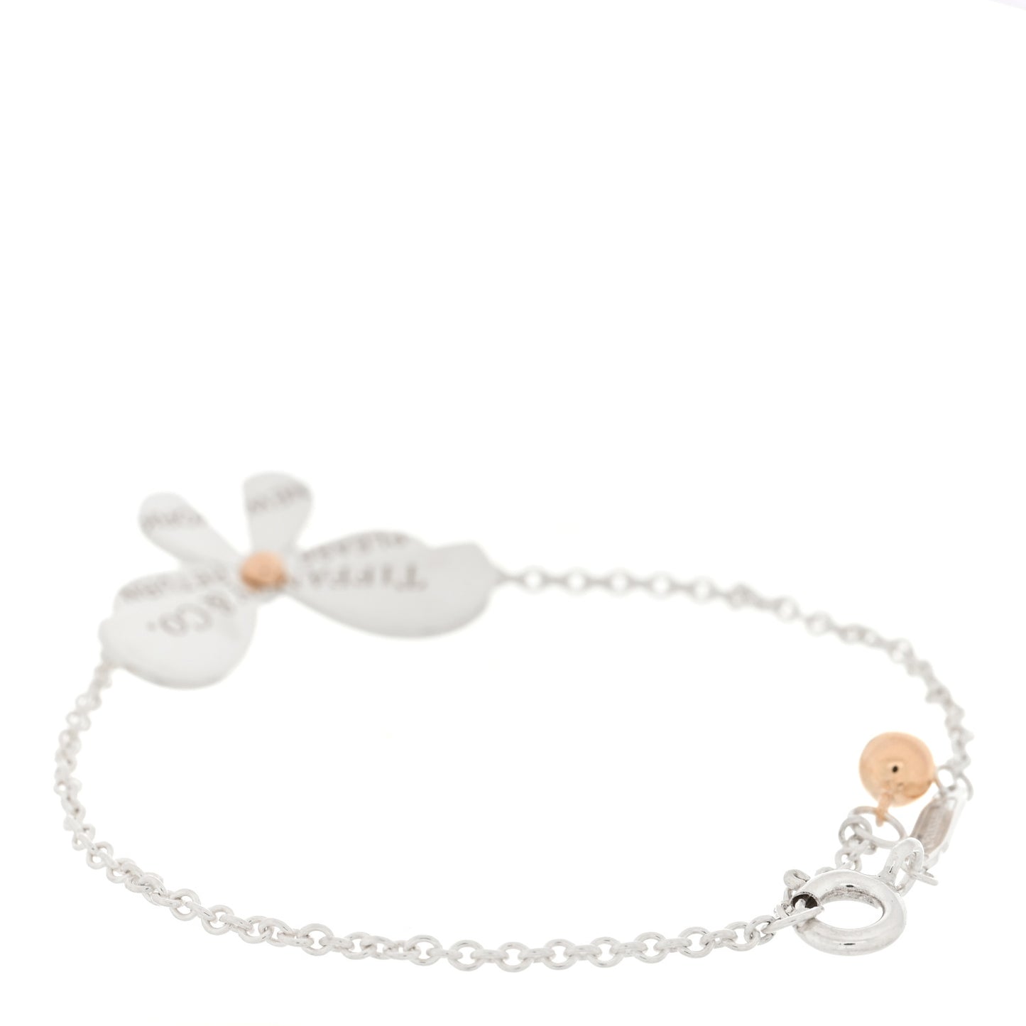 Sterling Silver 18K Rose Gold Return to Tiffany Love Bugs Butterfly Chain Bracelet