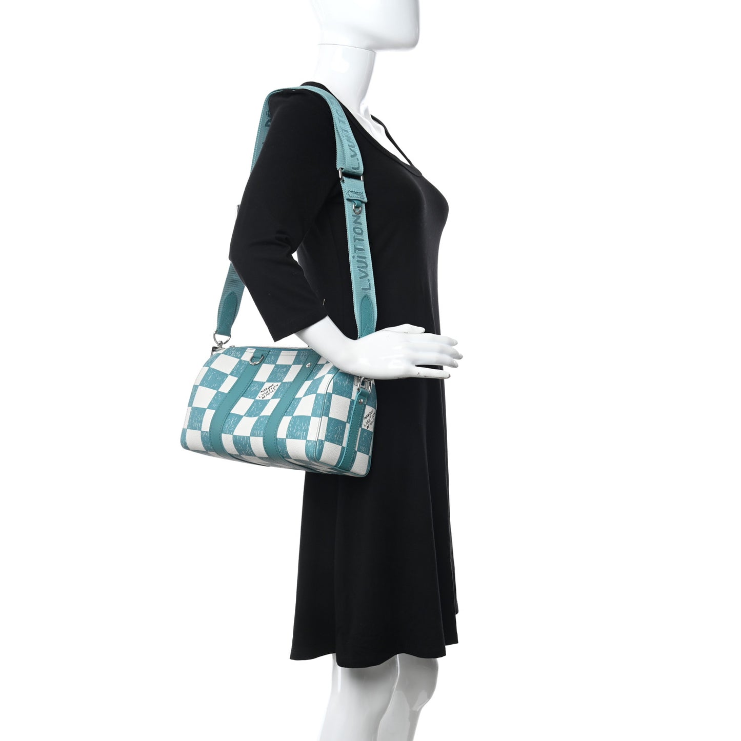 Calfskin Damier City Keepall Teal