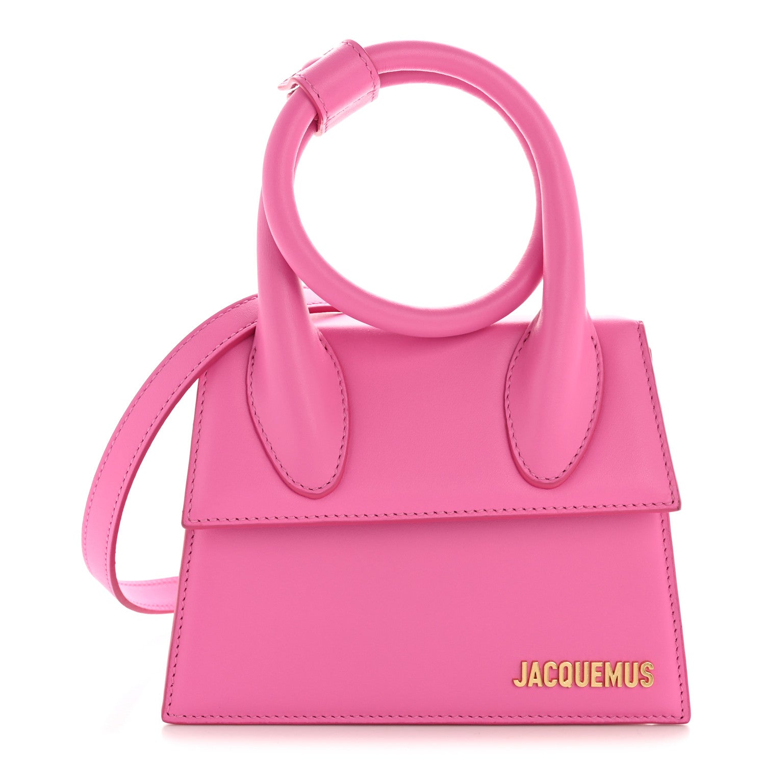 Jacquemus Smooth Calfskin Le Chiquito Noeud Neon Pink 1879602
