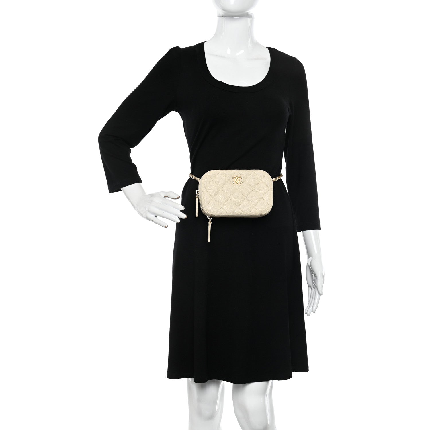 Chanel Caviar Quilted Flap Waist Bag White 2 of 15