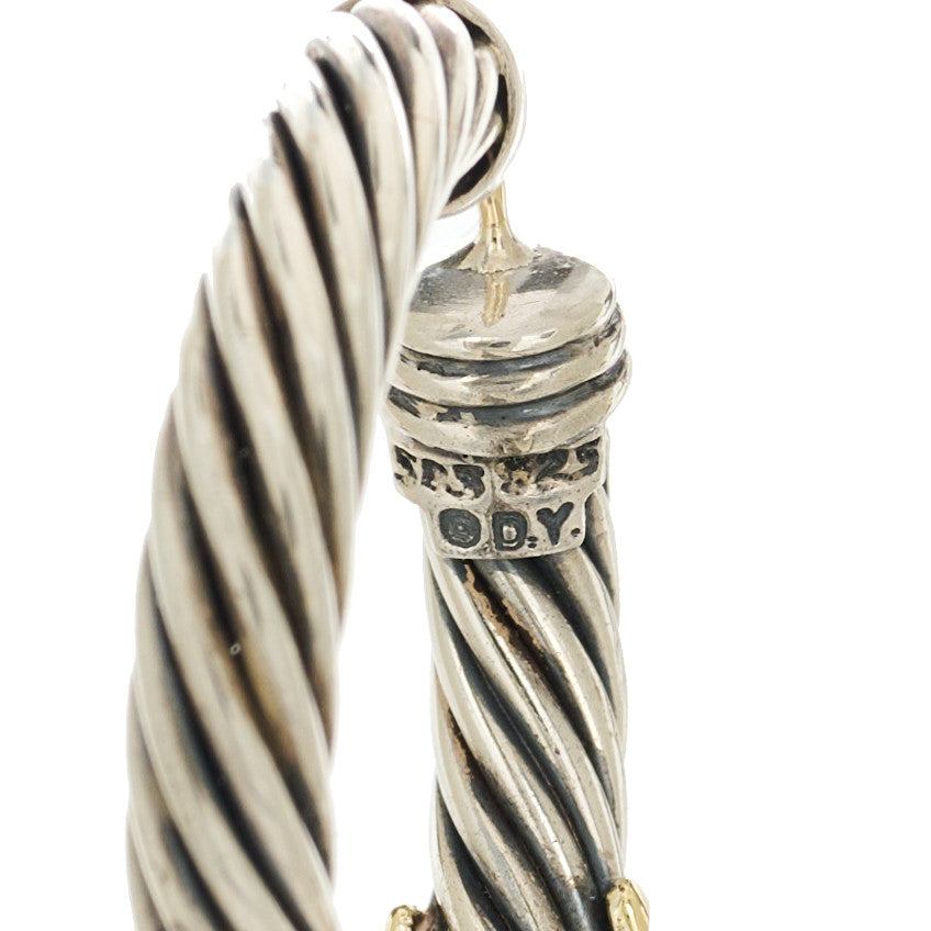 David Yurman Sterling Silver 14K Yellow Gold Cable Classics X Hoop Earrings 4 of 5