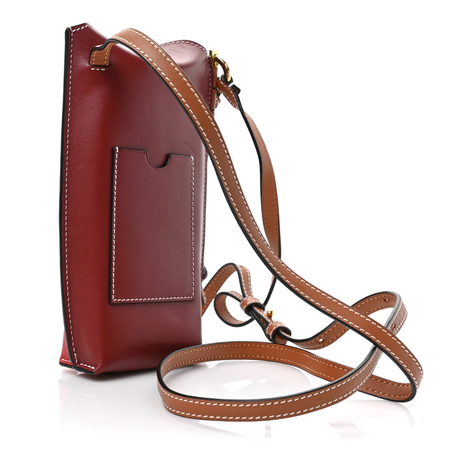 Smooth Calfskin Gate Pocket Scarlet Burnt Red Tan