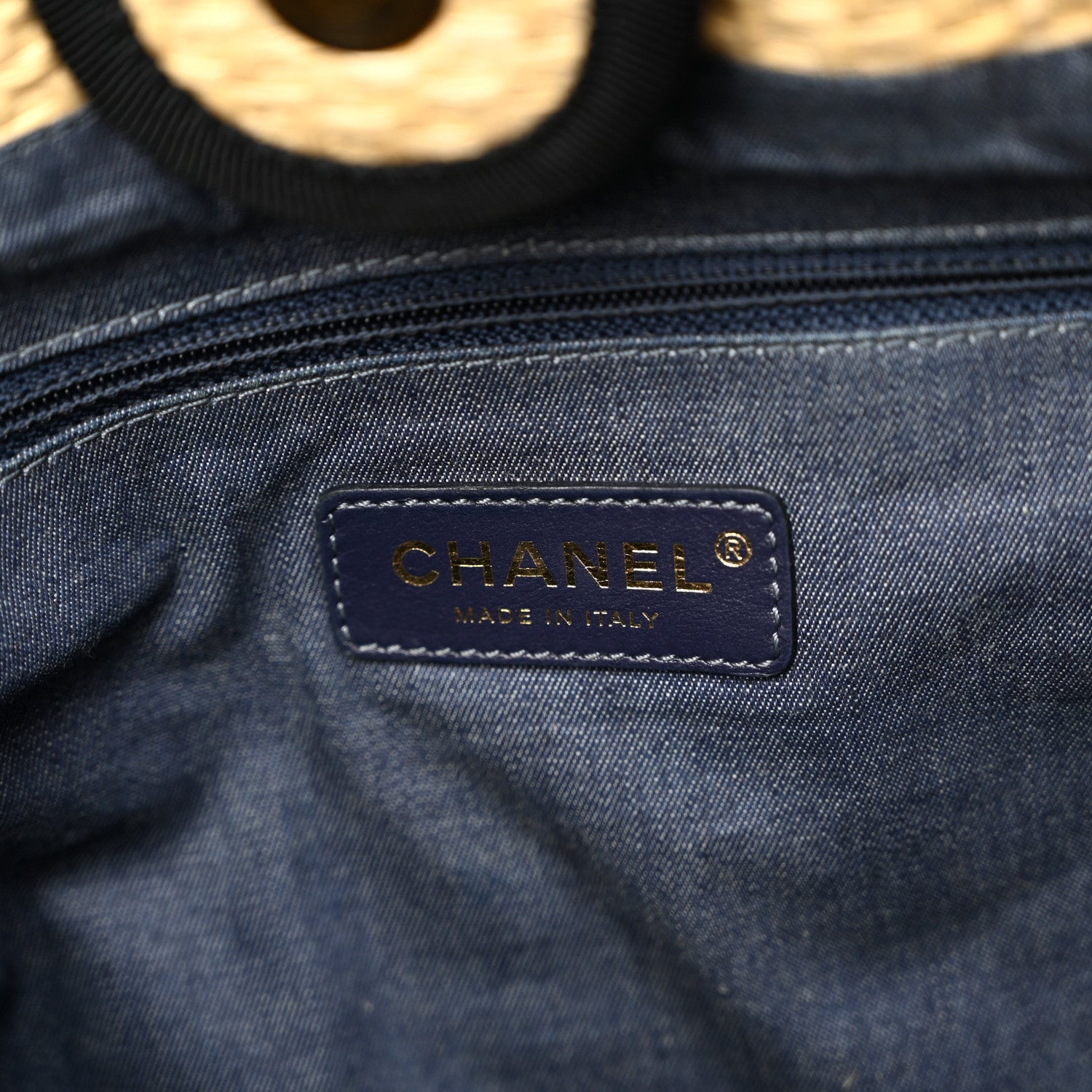 Chanel Straw Raffia Calfskin Chain Small Deauville Tote Beige Black 6 of 11