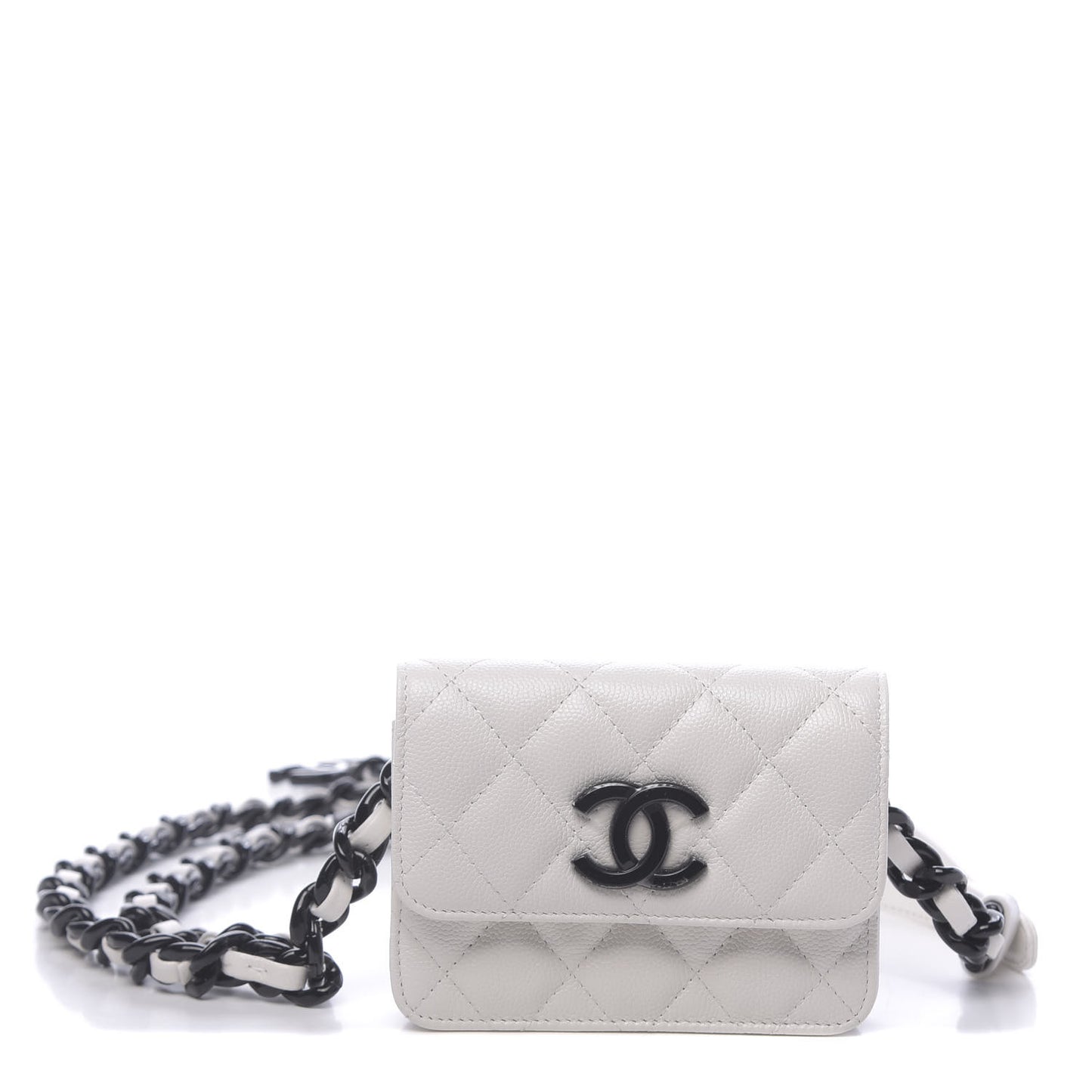 Caviar Quilted My Everything Belt Flap Card Holder White