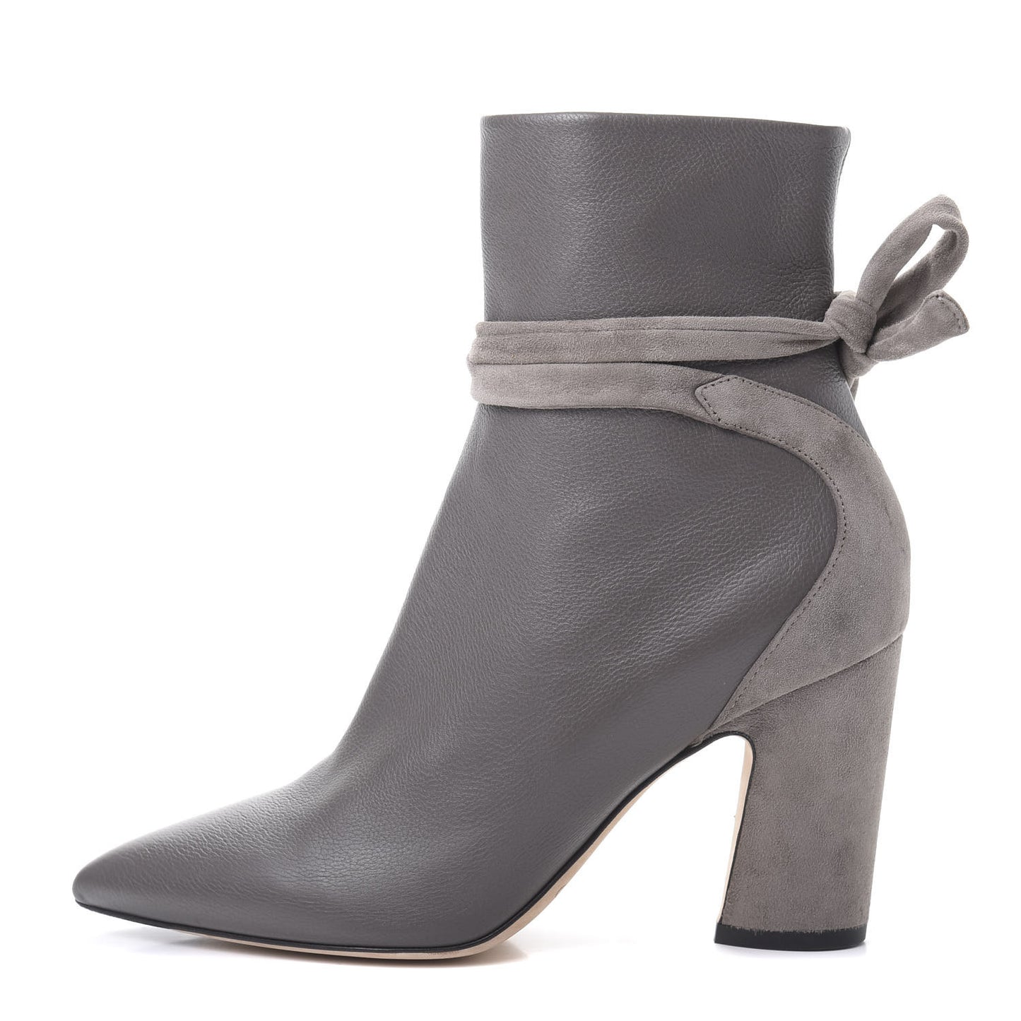 Calfskin Suede Henrietta Tie Bootie 36.5 Dark Grey