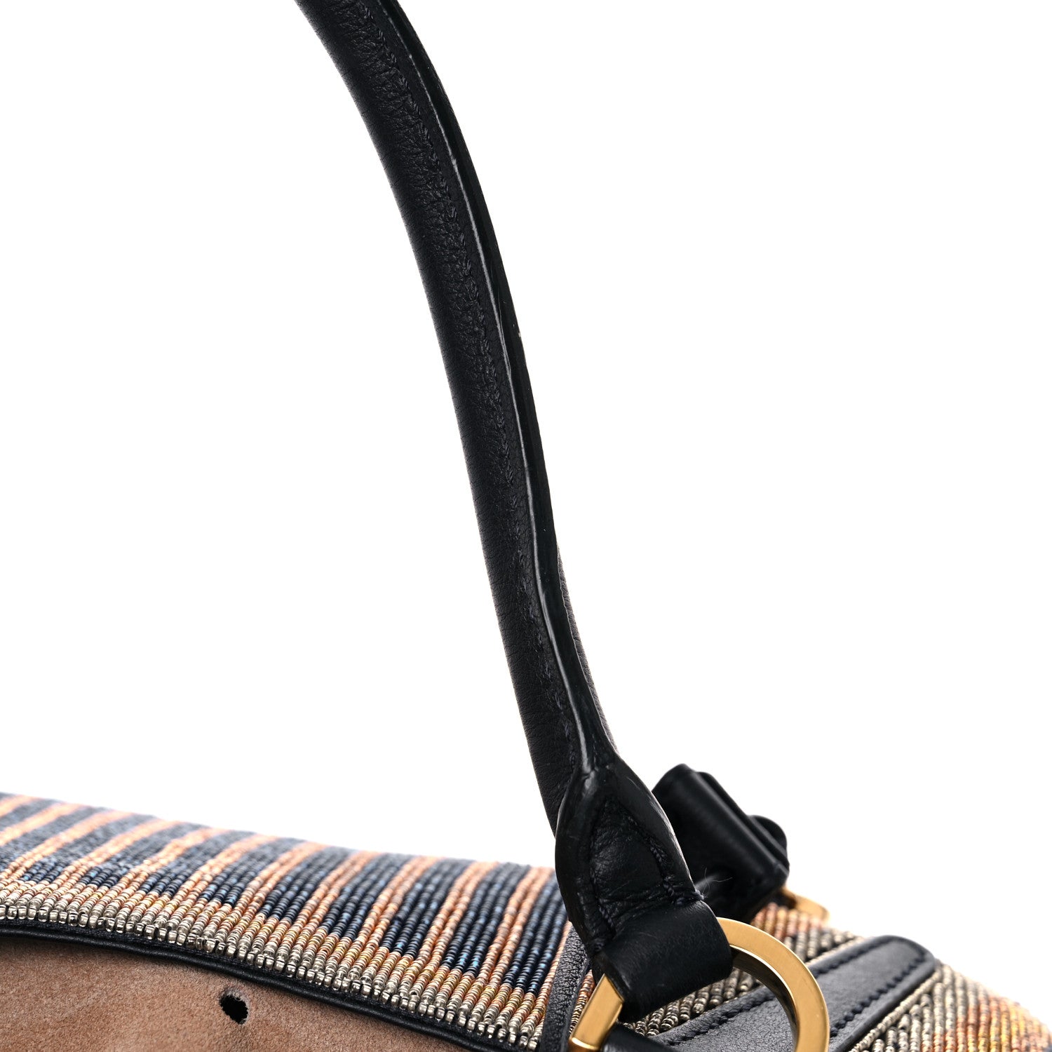 Fendi Calfskin Beaded Small Drawstring Satchel Black Multicolor 17 of 17
