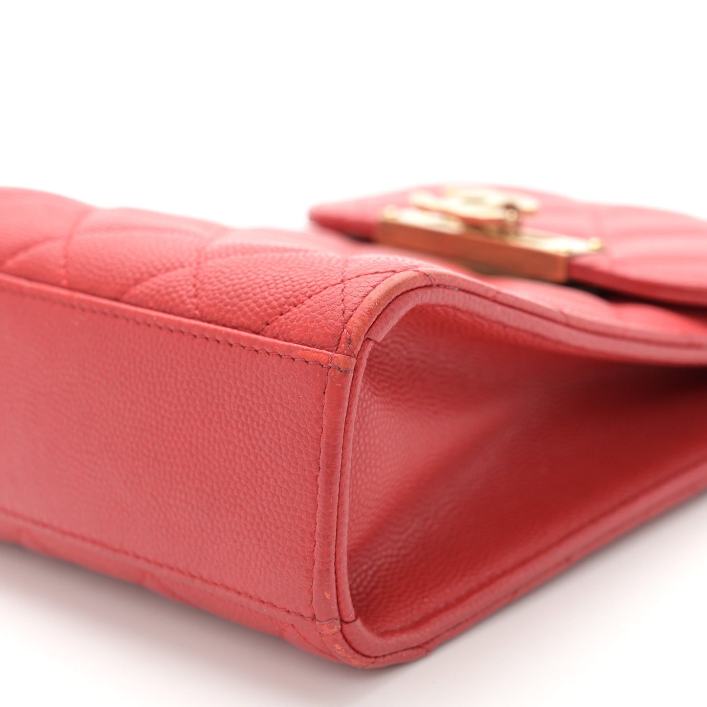 Caviar Quilted Golden Class Phone Holder Red
