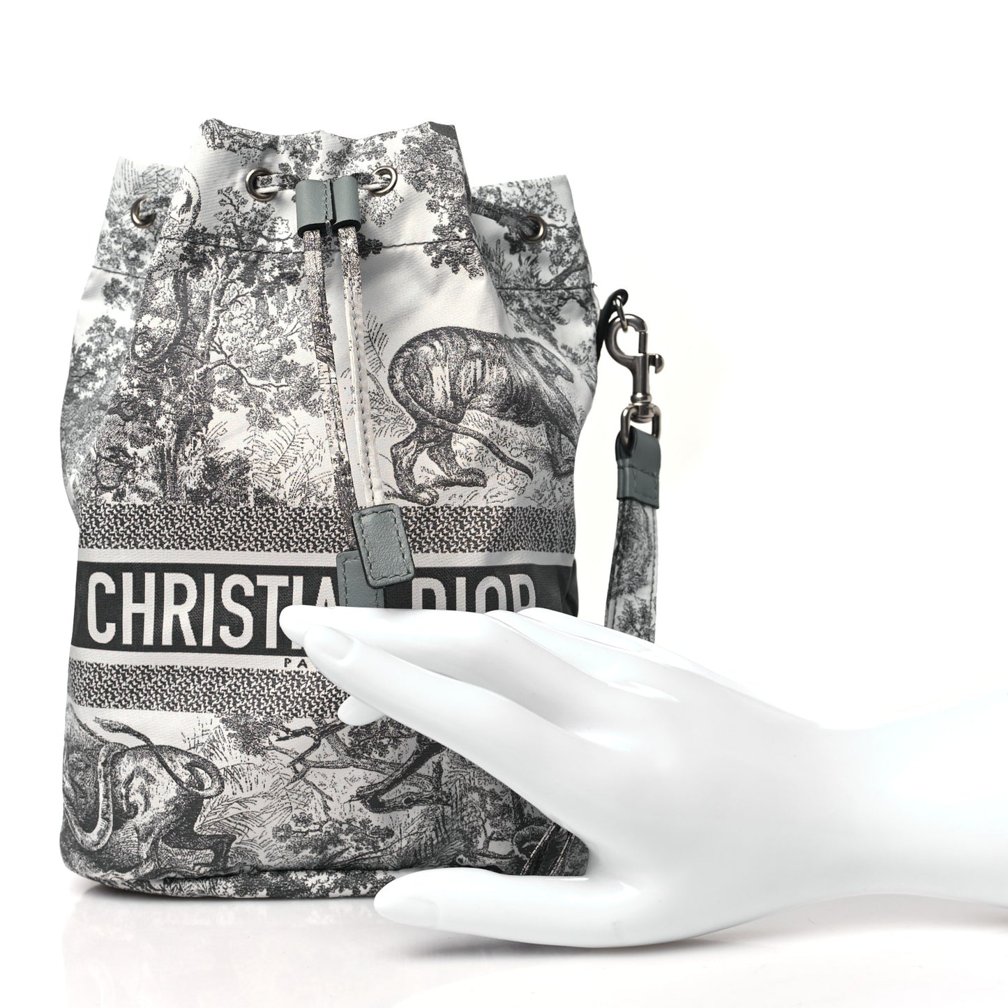 Technical Fabric Embroidered Toile De Jouy Sauvage DiorTravel Pouch Grey