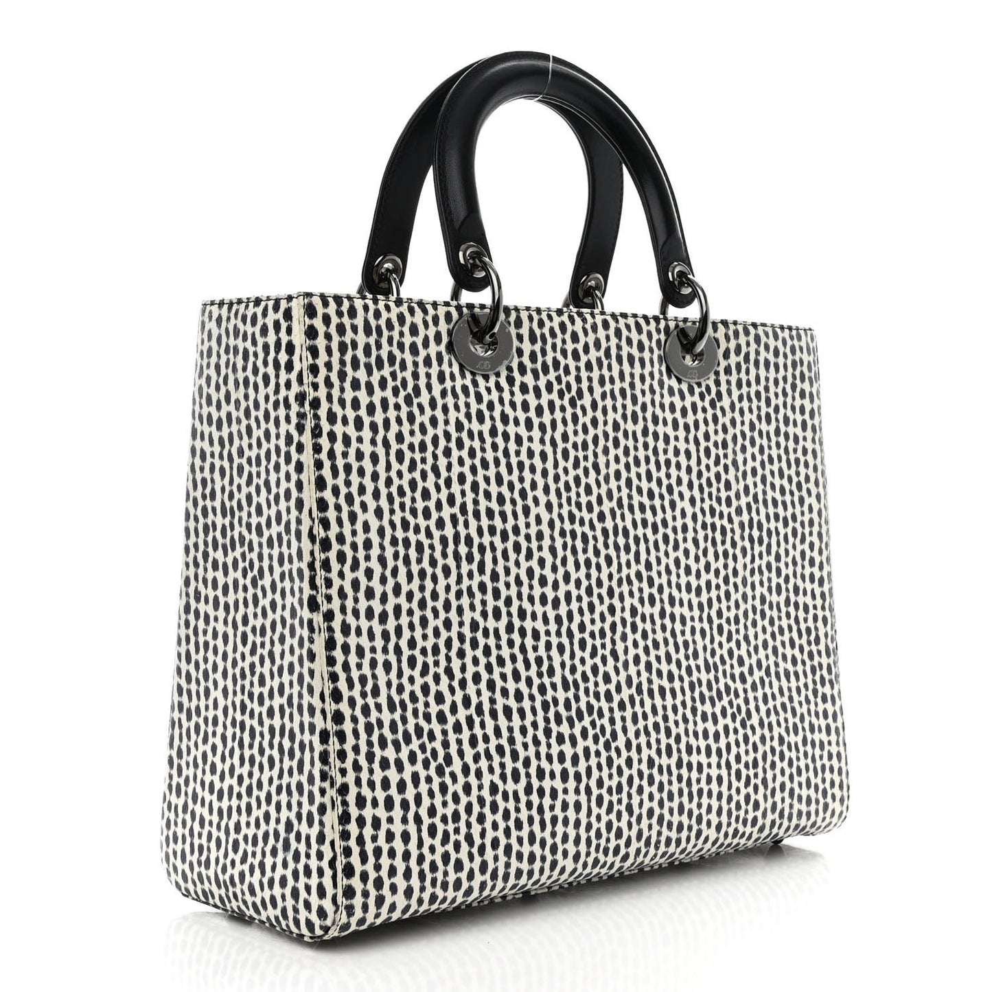 Snakeskin Large Lady Dior Black White