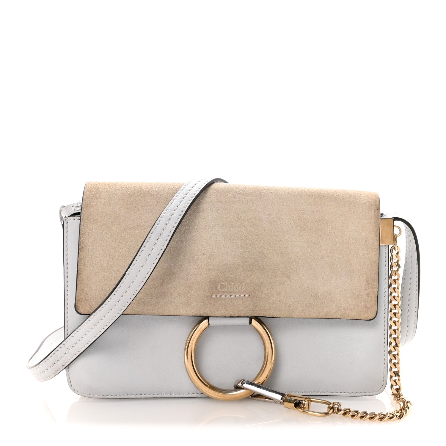 chloé faye mini leather & suede backpack airy grey Chloé Handbag FAYE S Calfskin Suede Logo grey