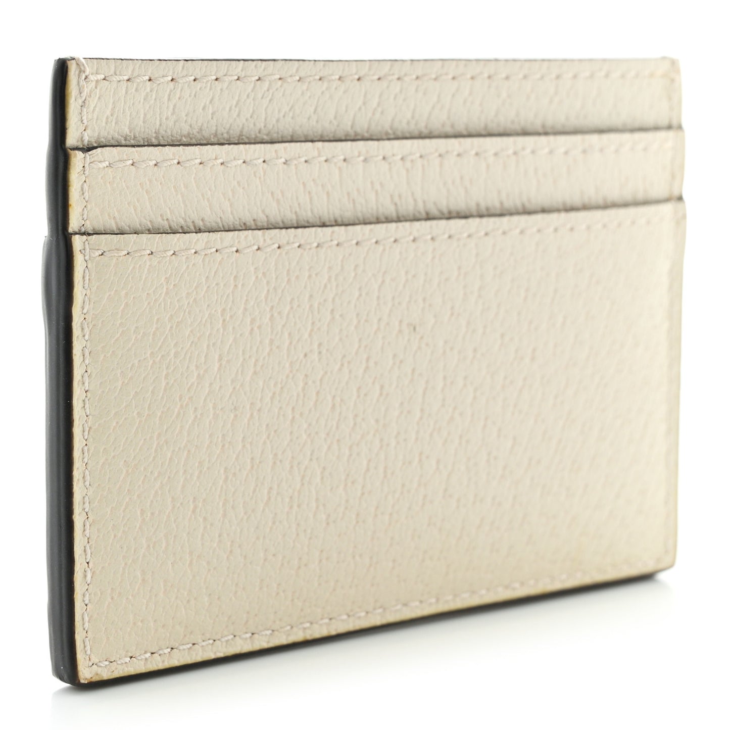 Textured Calfskin Web Ophidia Card Holder Mystic White