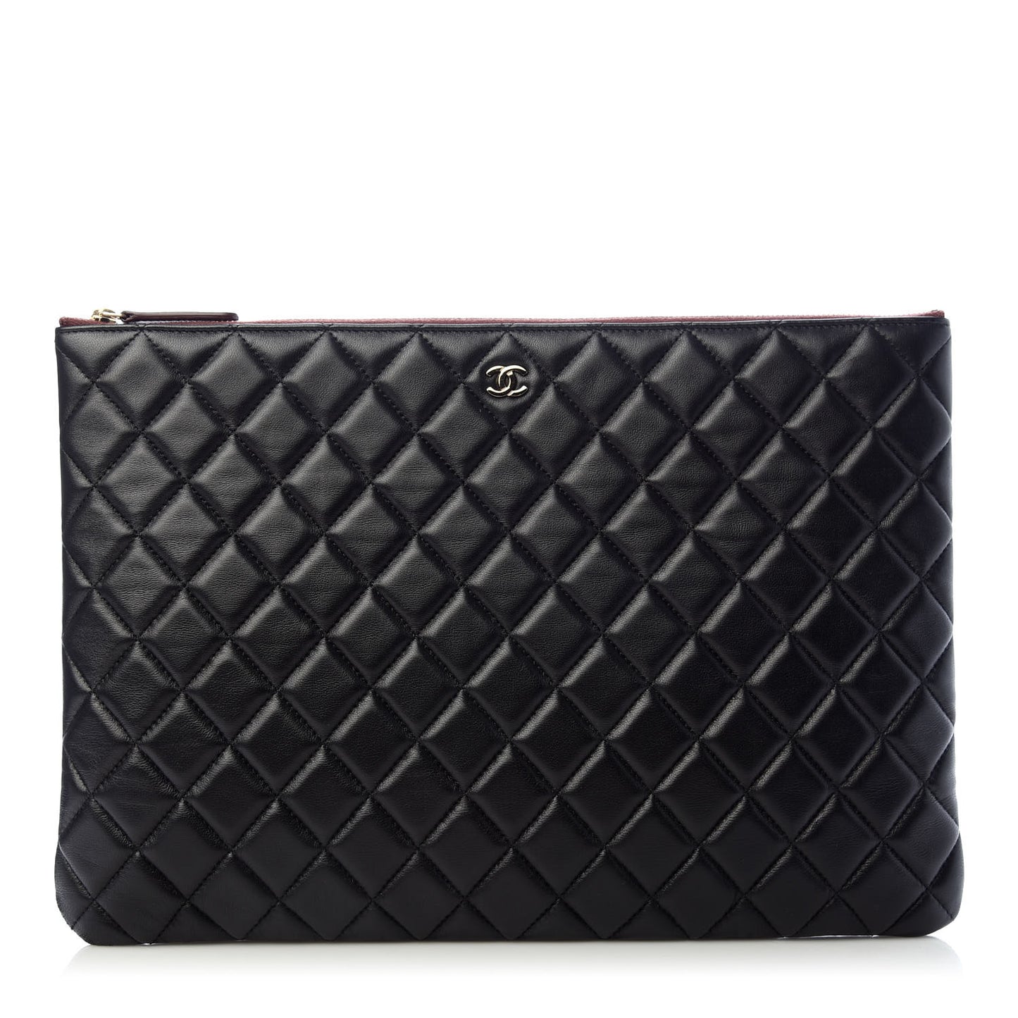 Lambskin Quilted Large Cosmetic Case Black
