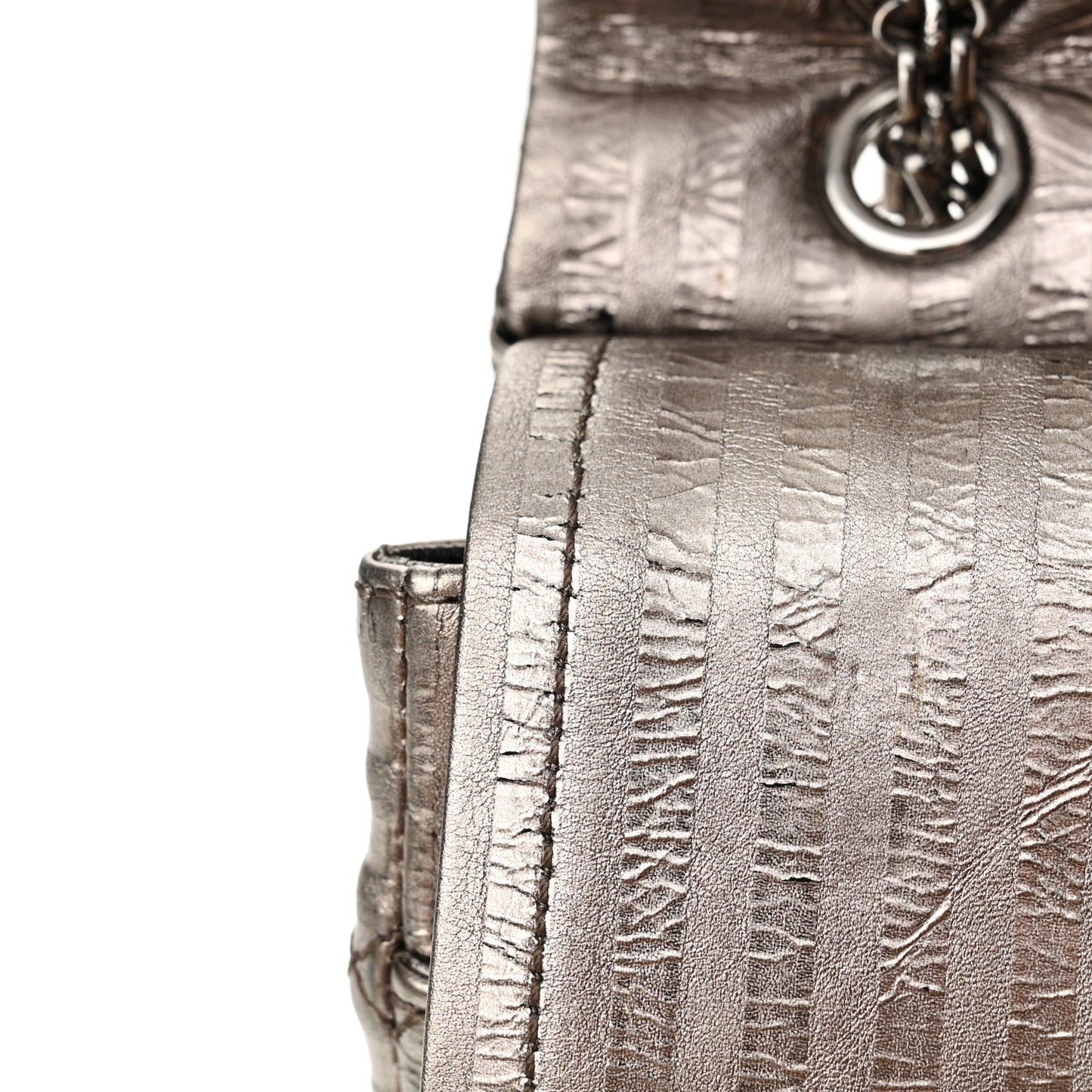 Metallic Calfskin Striped 2.55 Reissue 226 Flap Dark Silver