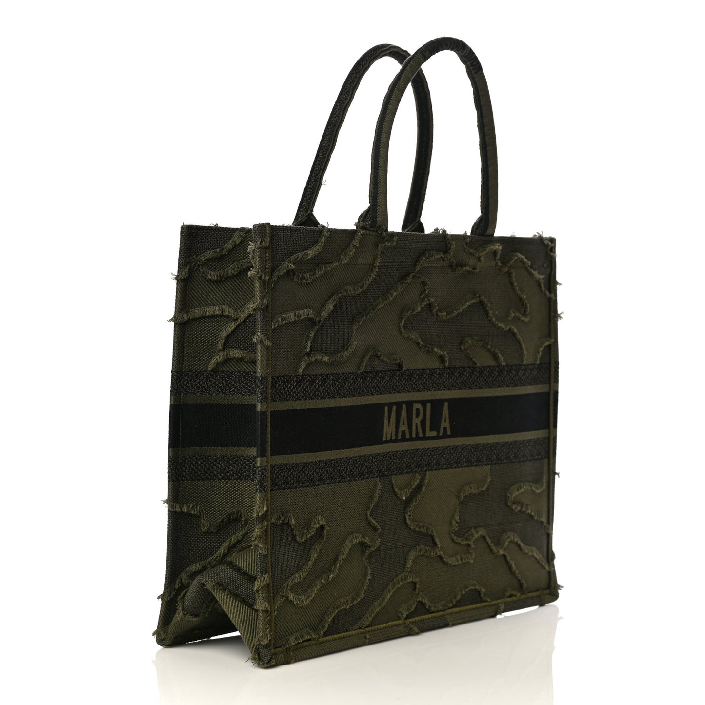 Canvas Embroidered Camouflage Book Tote Green