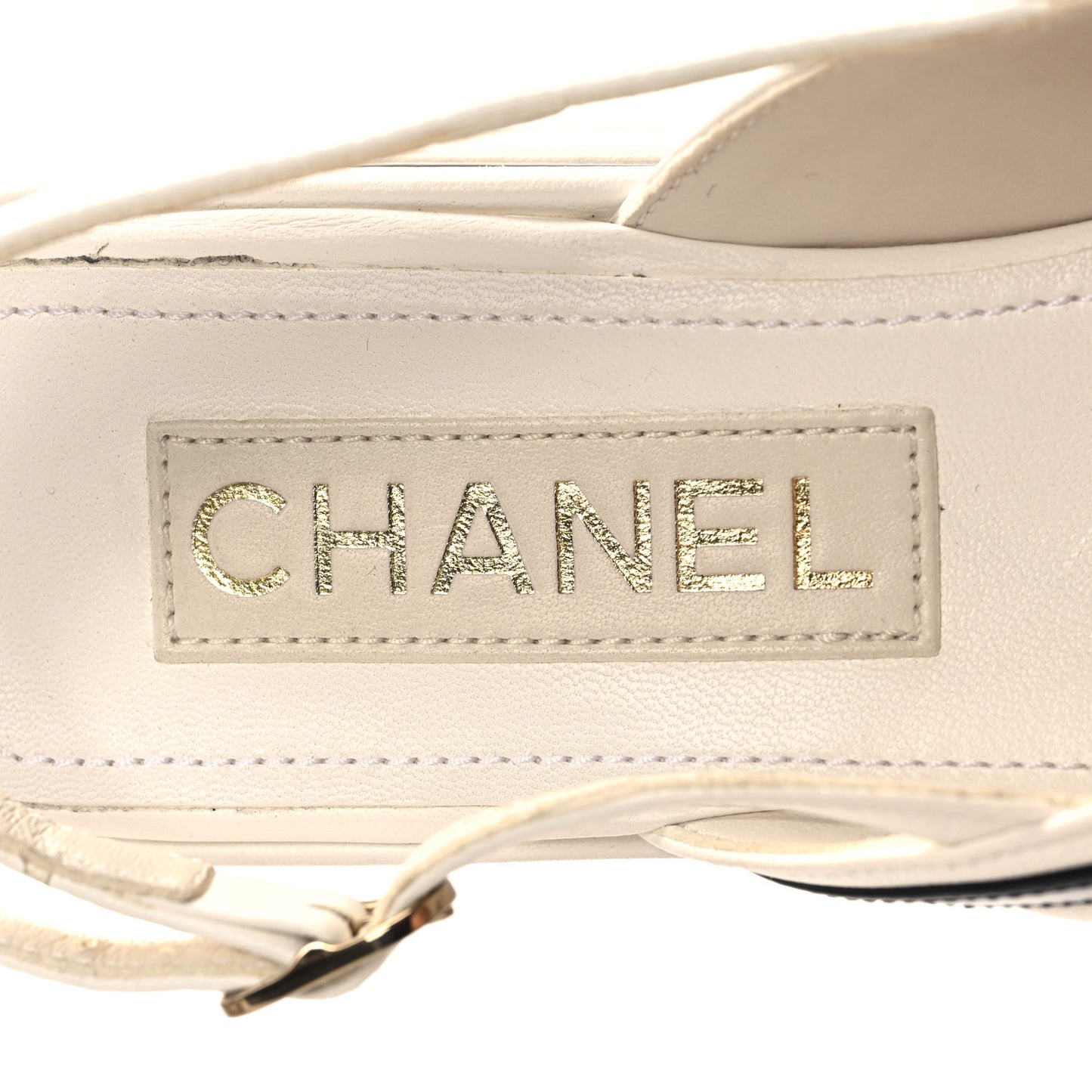 Lambskin Patent Quilted CC Platform Sandals 37 White Black