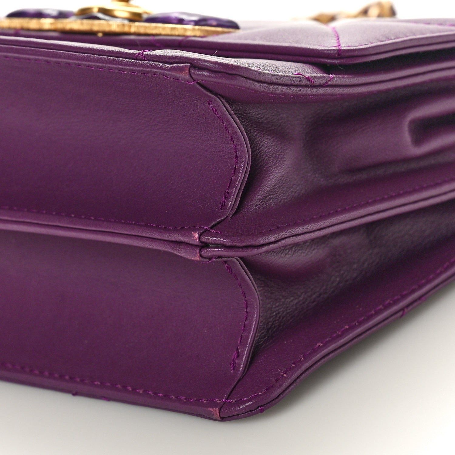 Chanel Calfskin Resin Quilted Mini Flap Purple 10 of 11