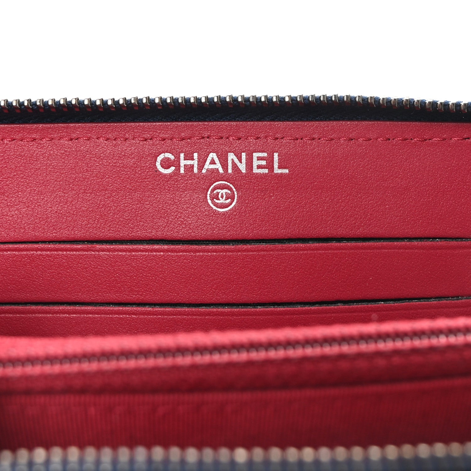 Chanel Aged Calfskin Quilted Small Gabrielle Zip Around Wallet Blue Black 6 of 9
