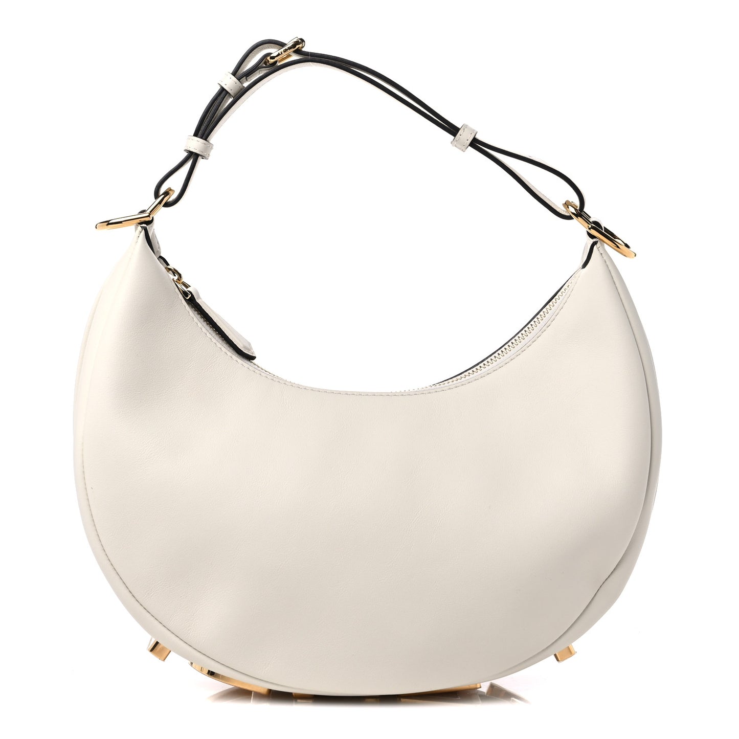 Vitello Grace Matte Small Fendigraphy Hobo Bag White Ice