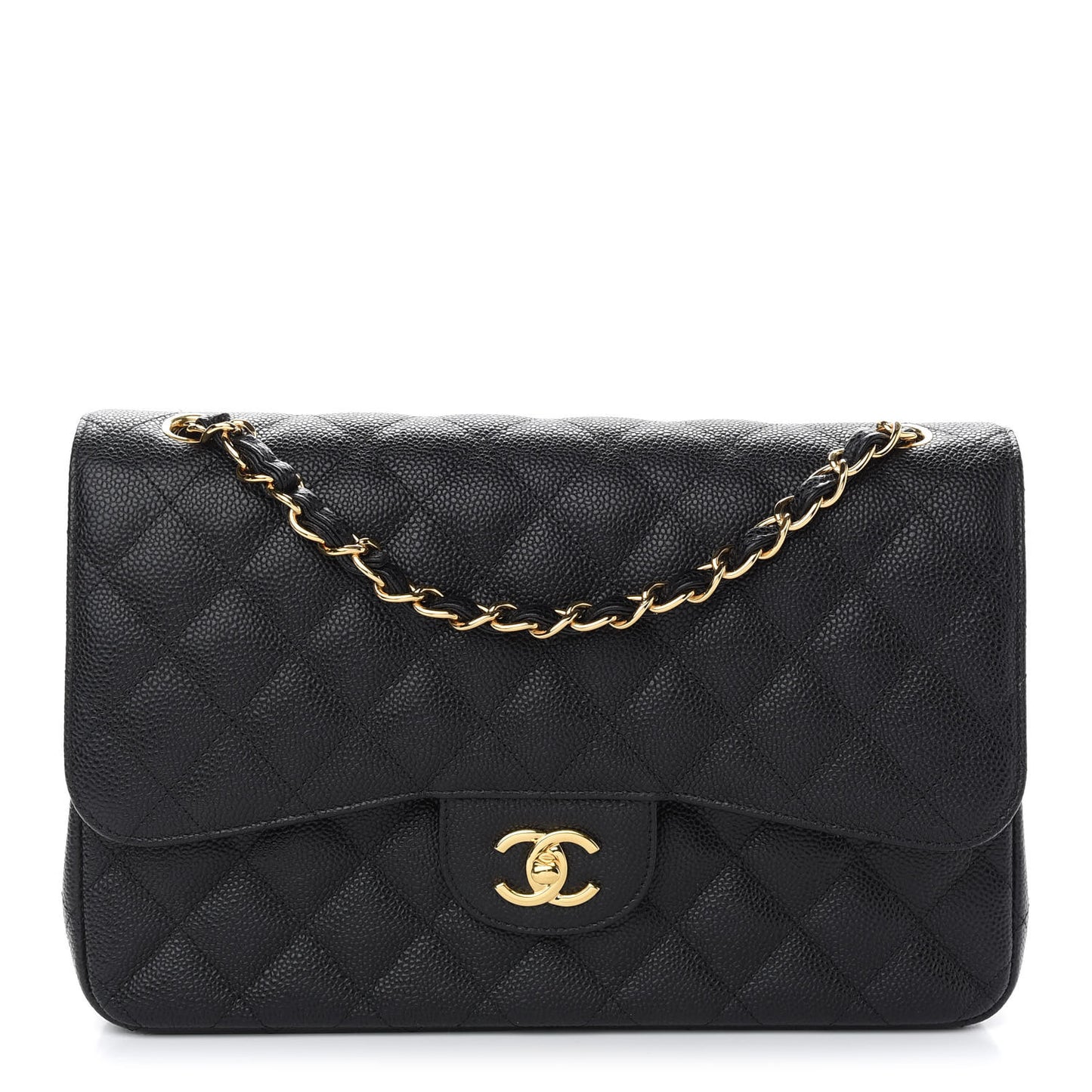 Caviar Quilted Jumbo Double Flap Black