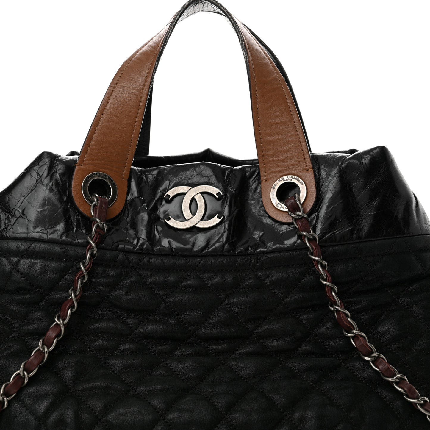 Iridescent Calfskin Small In The Mix Tote Black
