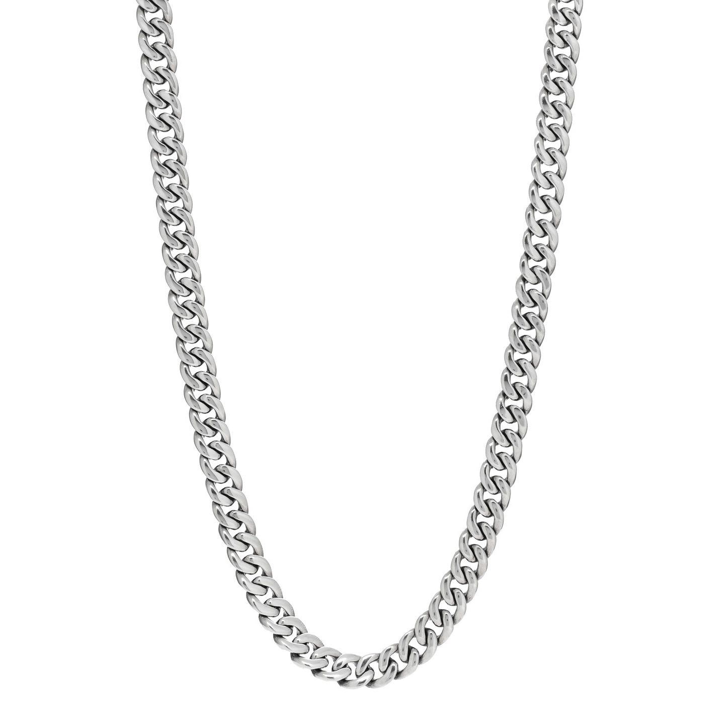 Sterling Silver 8mm Curb Chain Necklace 24"