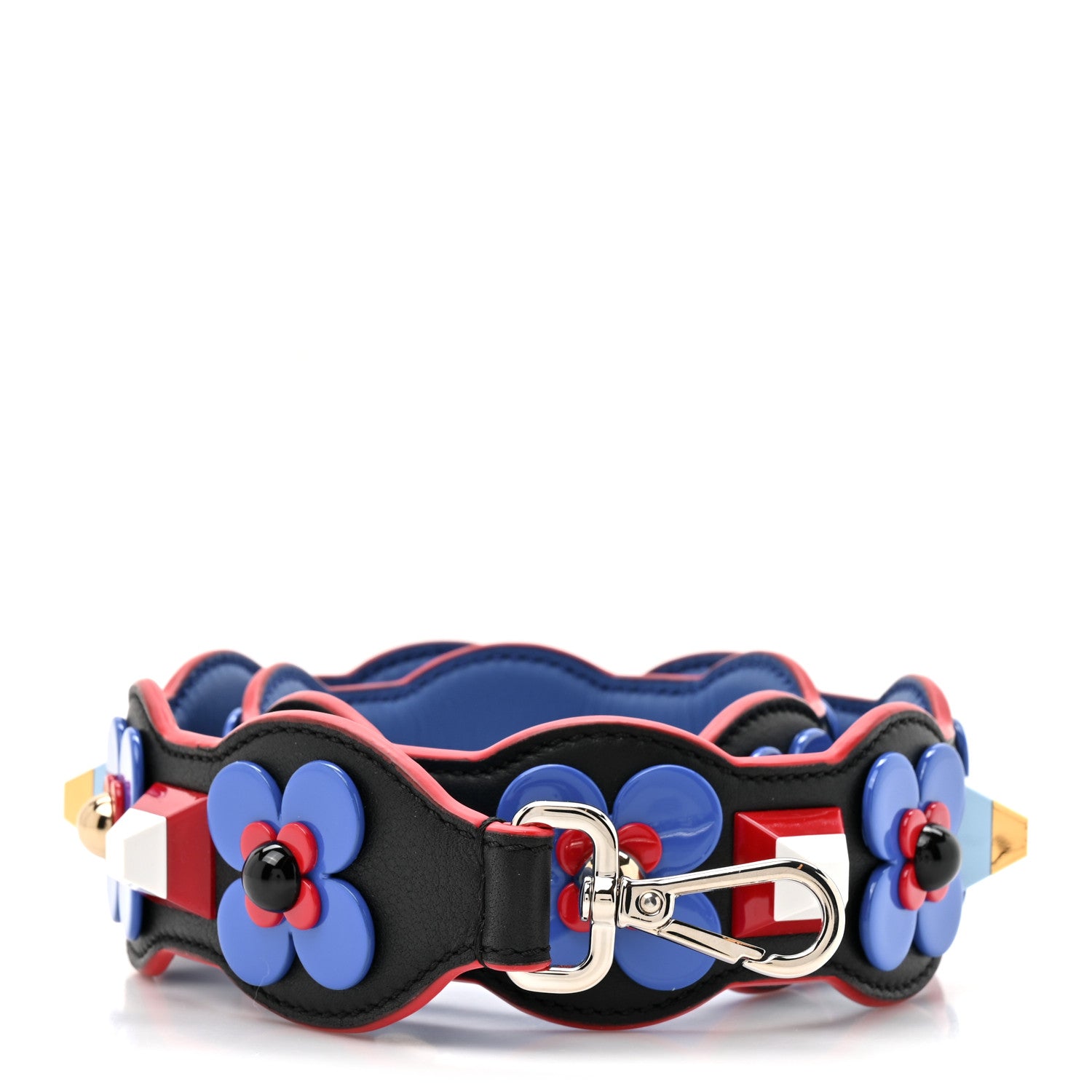 Fendi Vitello Dolce Plexiglass Flowerland Studded Strap You Black
