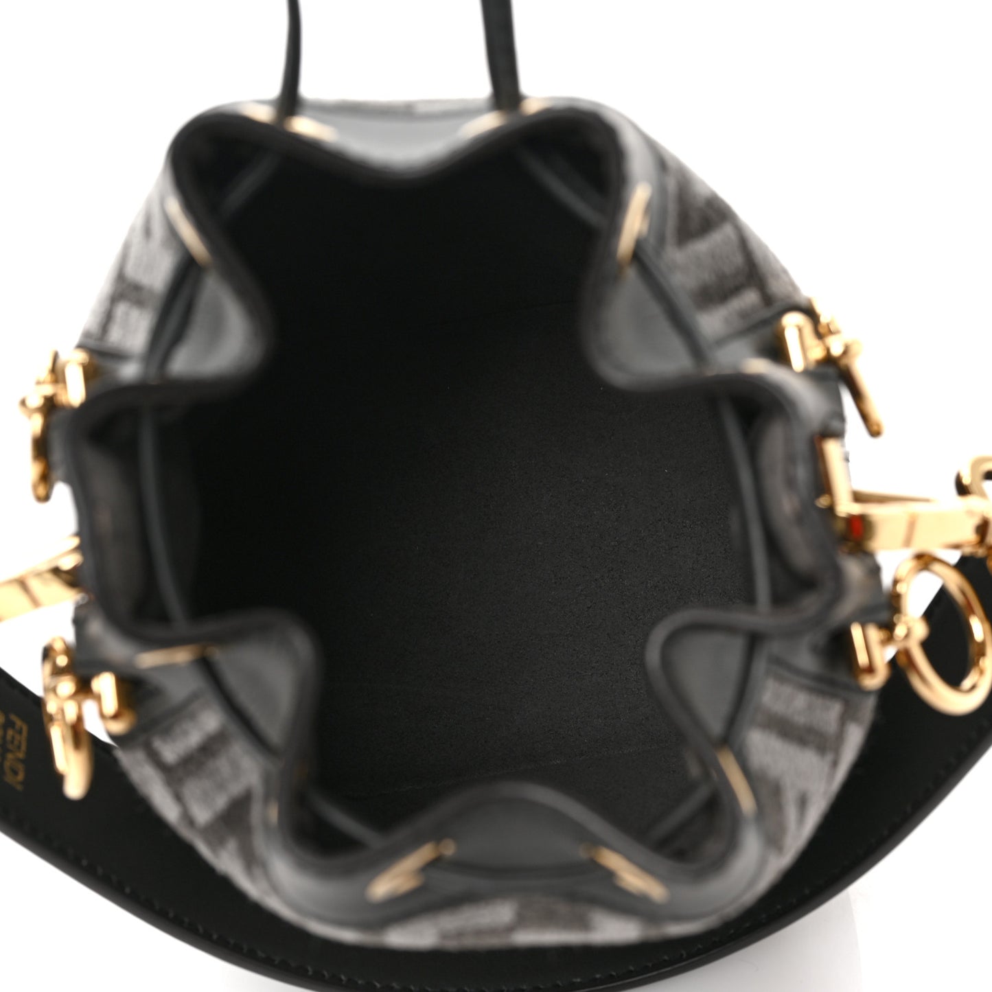 Chenille Vitello King FF Mini Mon Tresor Bucket Bag Antracite Asfalto