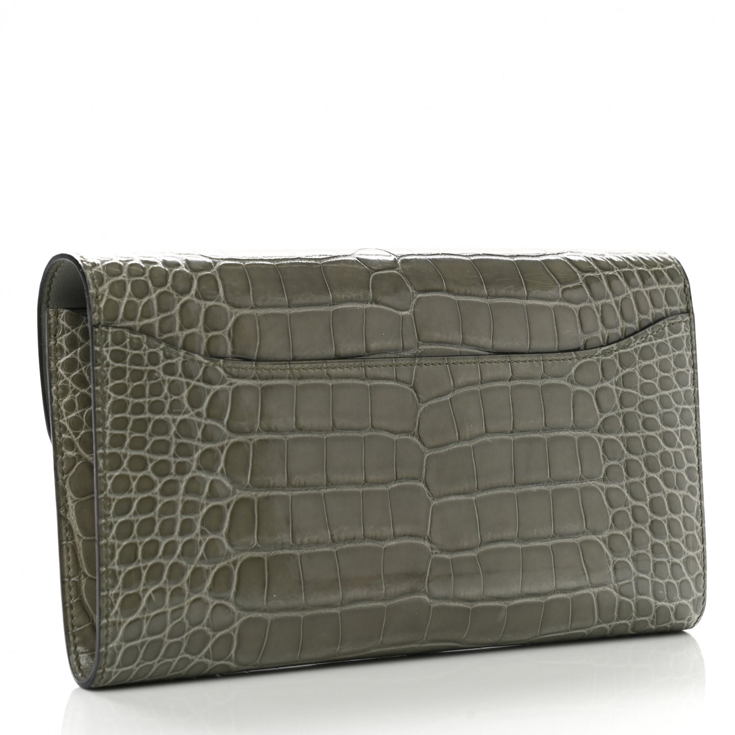 Shiny Alligator Constance Long Wallet Gris Tourterelle