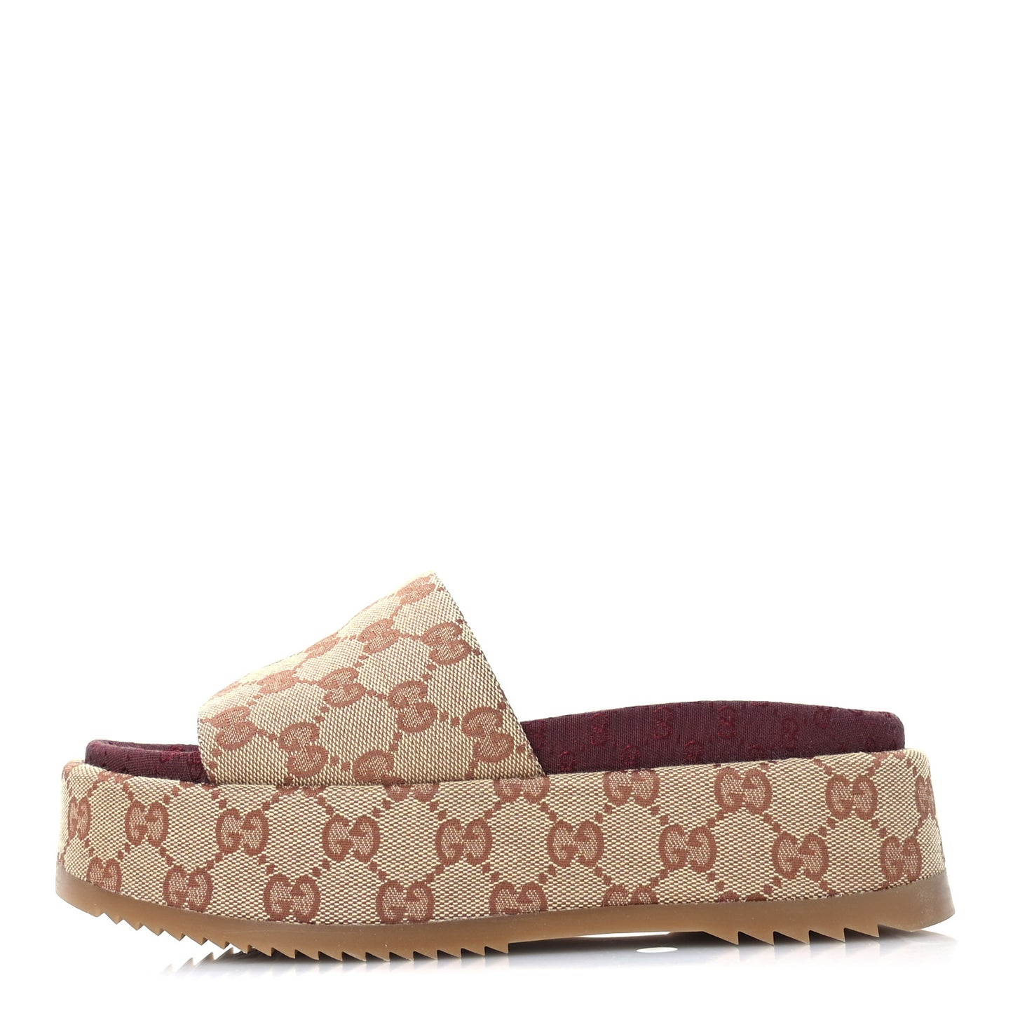 Canvas GG Monogram Angelina Platform Slide Sandals 36.5 Beige Ruggine