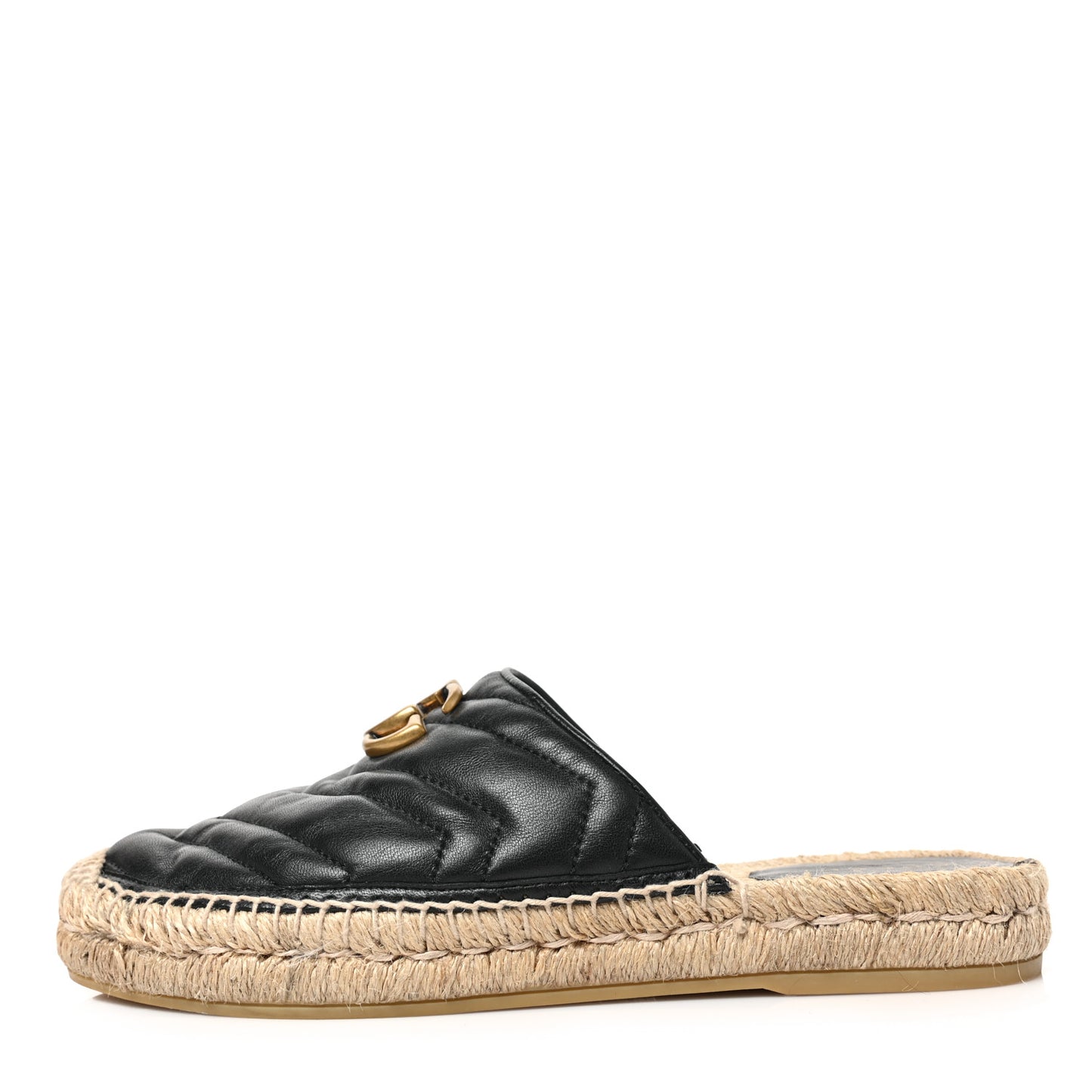 Nappa Matelasse GG Marmont Espadrille Slippers 37.5 Black