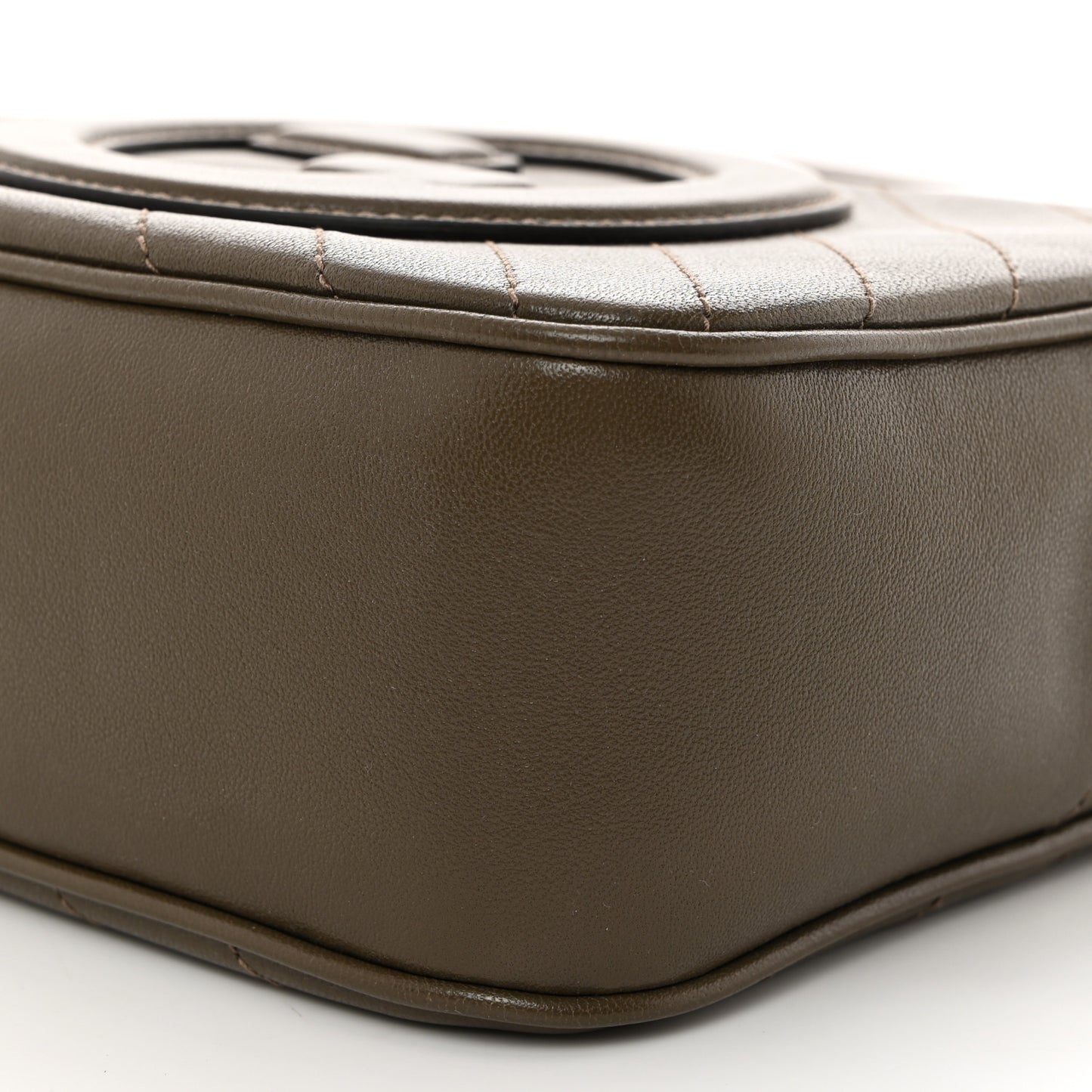 Sakai Be Green Calfskin Diagonal Stitched Small Blondie Shoulder Bag Craclet Brown