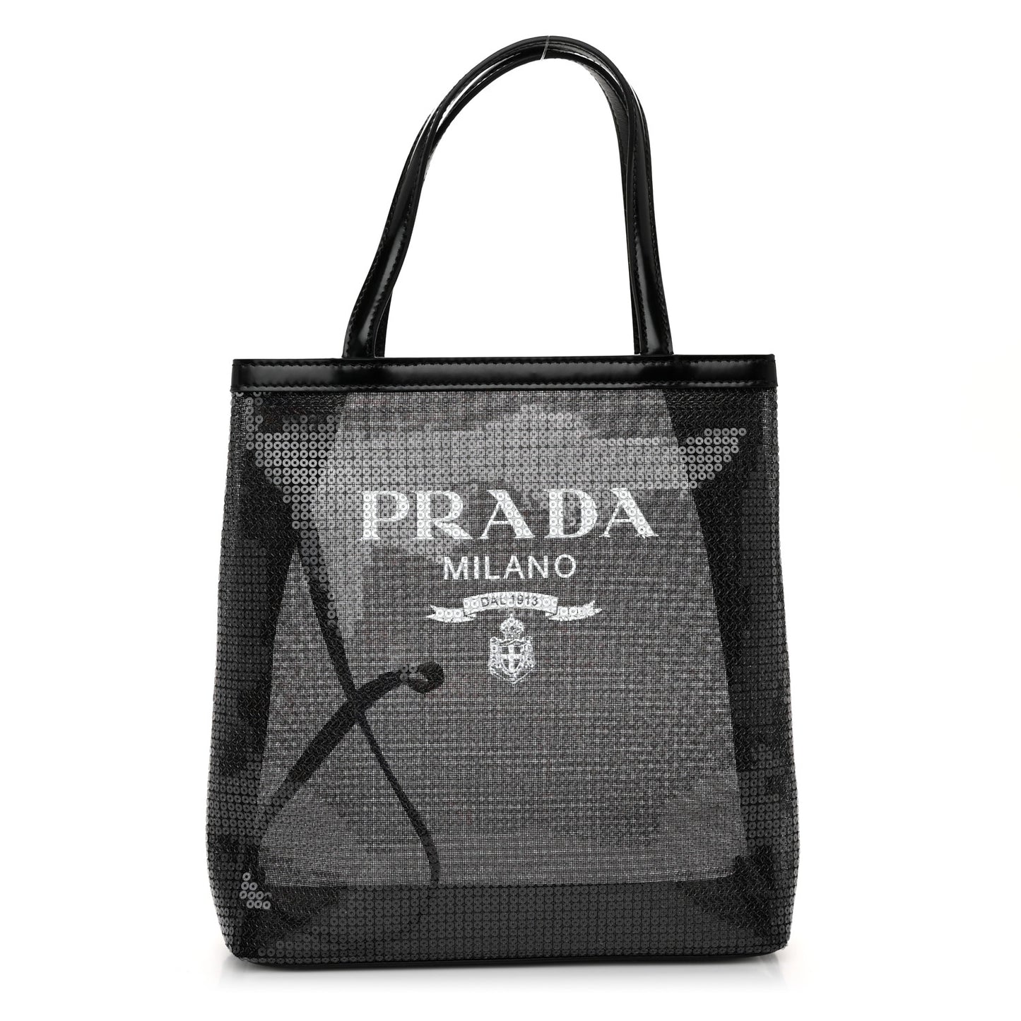 Sequin Rete Paillettes Small Tote Bag Black