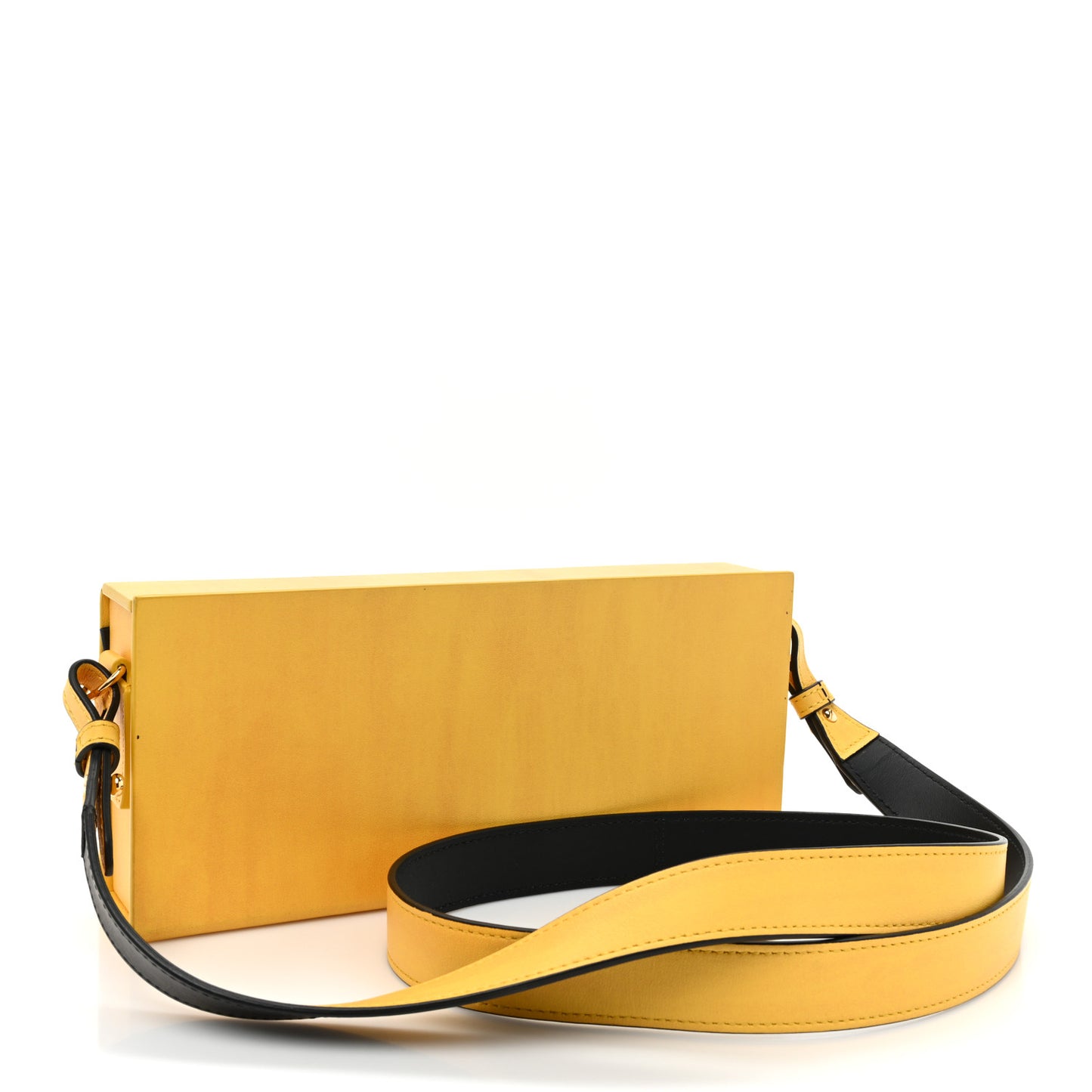 Vitello Fluffy Logo Horizontal Box Crossbody Bag Yellow Box Black