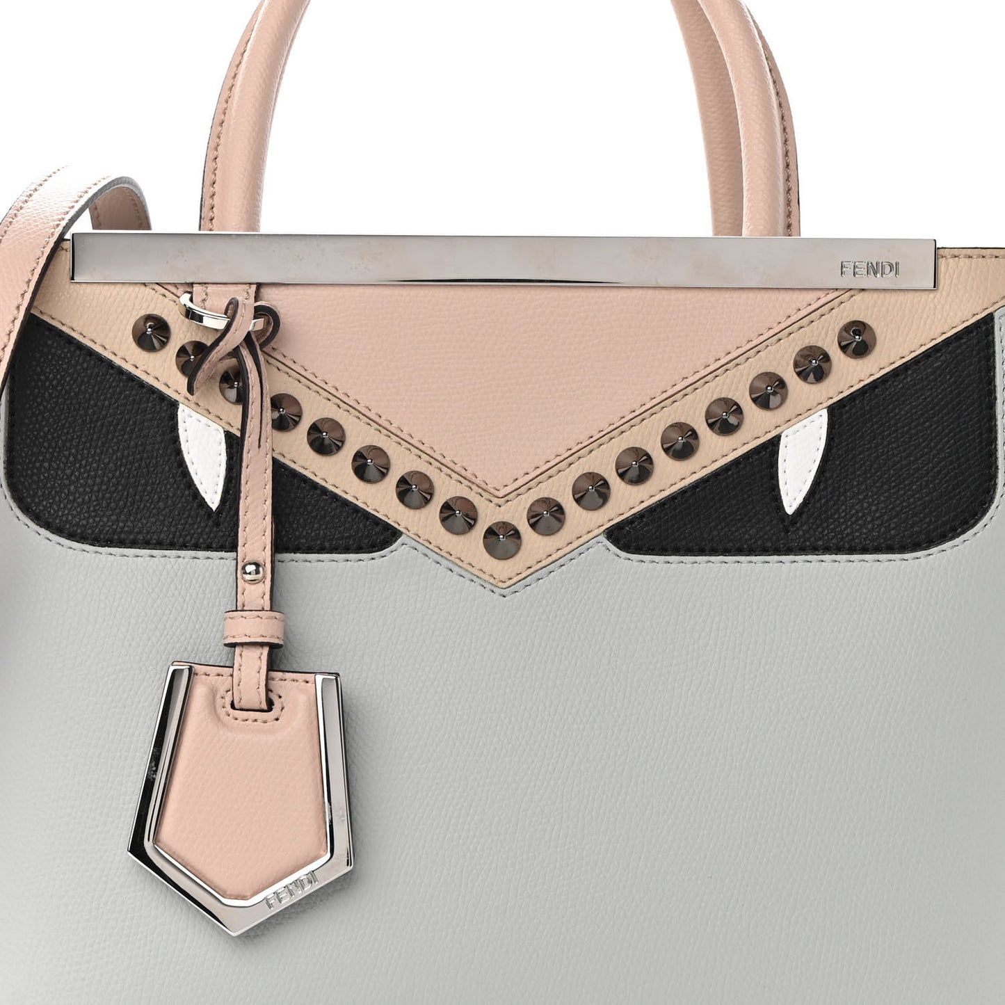 Vitello Cruise Monster Studded Petite 2Jours Tote Grigio Perla Amido Multicolor