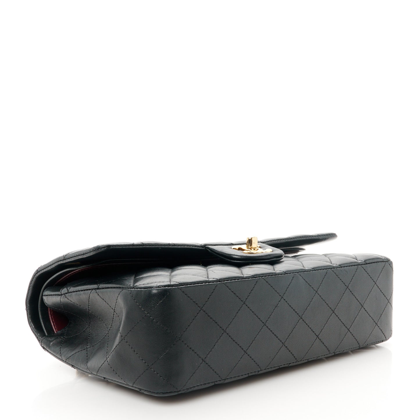 Lambskin Quilted Medium Double Flap Black