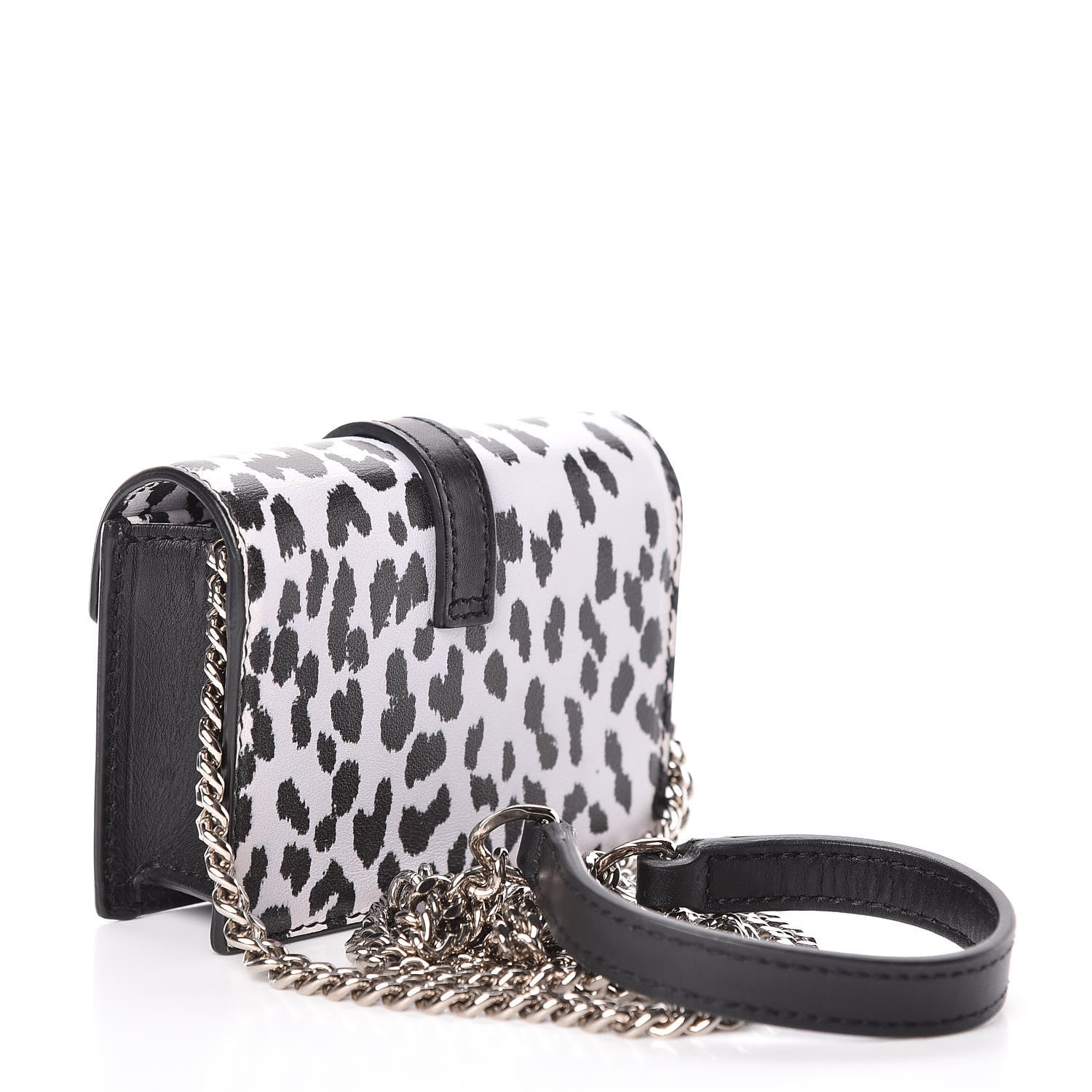 Saint Laurent Calfskin Monogram Leopard Print Mini Candy Crossbody Black White 3 of 12