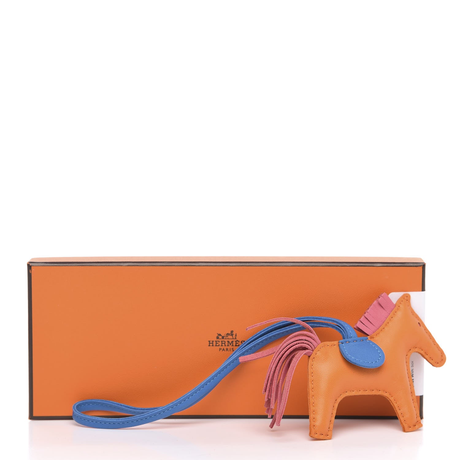 Hermes Milo Lambskin Grigri Rodeo Horse Bag Charm PM Orange Blue Zanzibar Rose Azalee 4 of 4