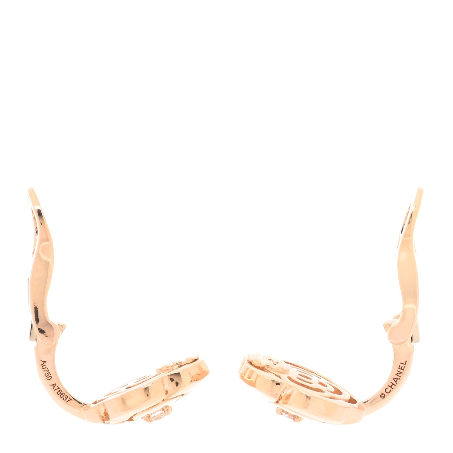 18K Rose Gold Diamond Extrait de Camelia Clip On Earrings