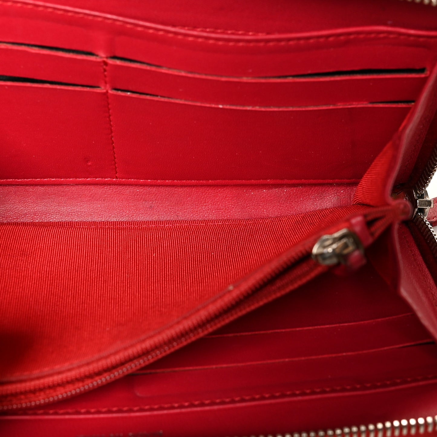 Lambskin Quilted Large Gusset Zip Around Wallet Red