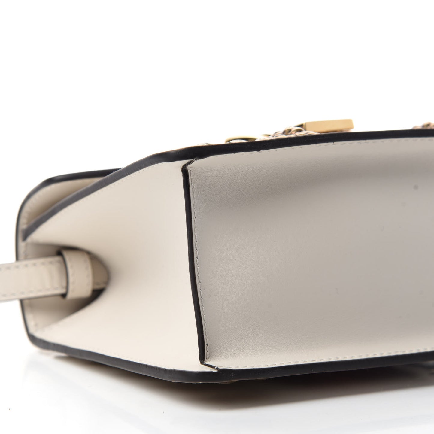 Calfskin Animal Studs Mini Sylvie Top Handle Bag White