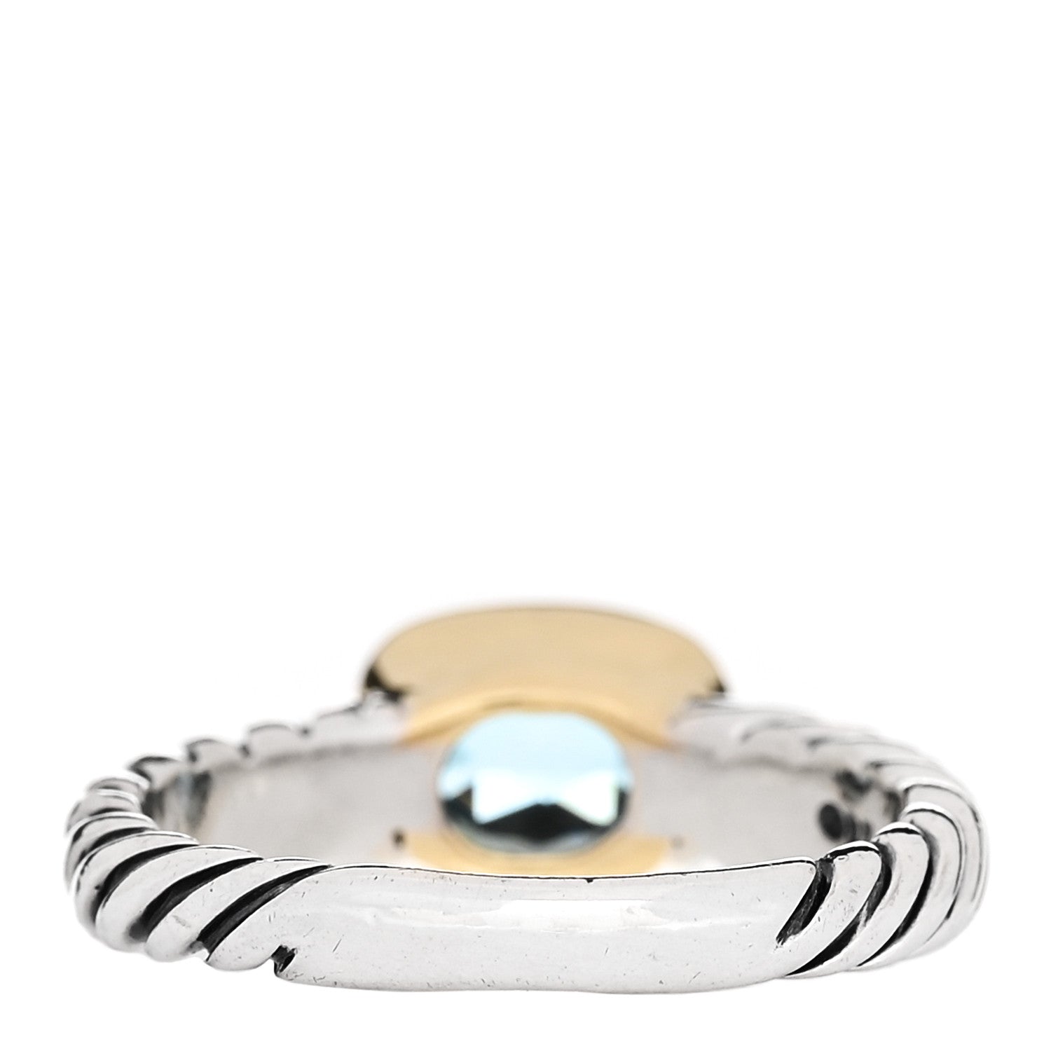 David Yurman Sterling Silver 18K Yellow Gold Blue Topaz 8mm Noblesse Ring 54 6.75 3 of 5