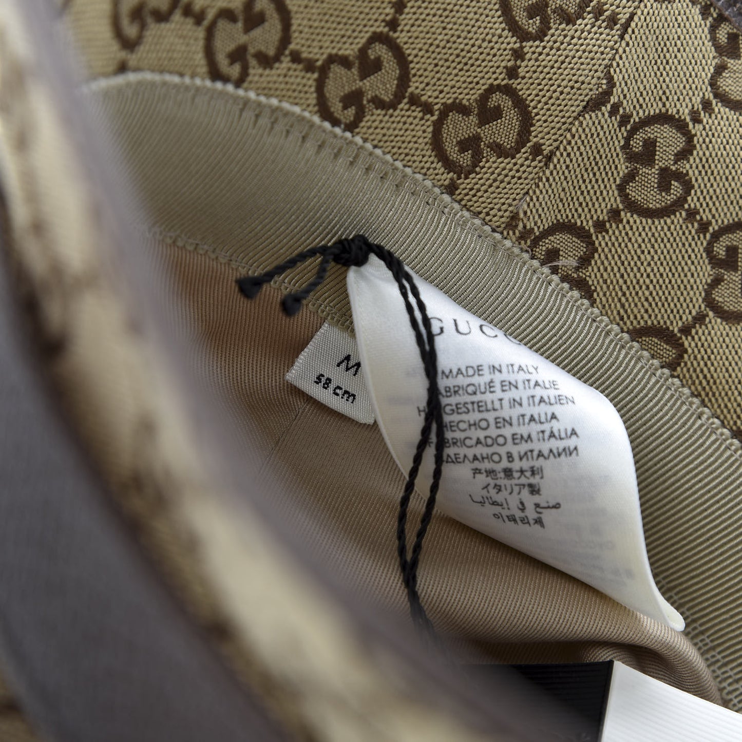 Monogram Textured Dollar Calfskin GG Jago Bucket Hat M Cacao Beige