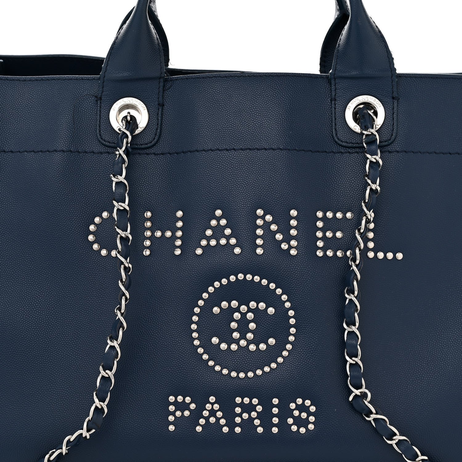 Chanel Caviar Large Studded Deauville Tote Navy 8 of 12