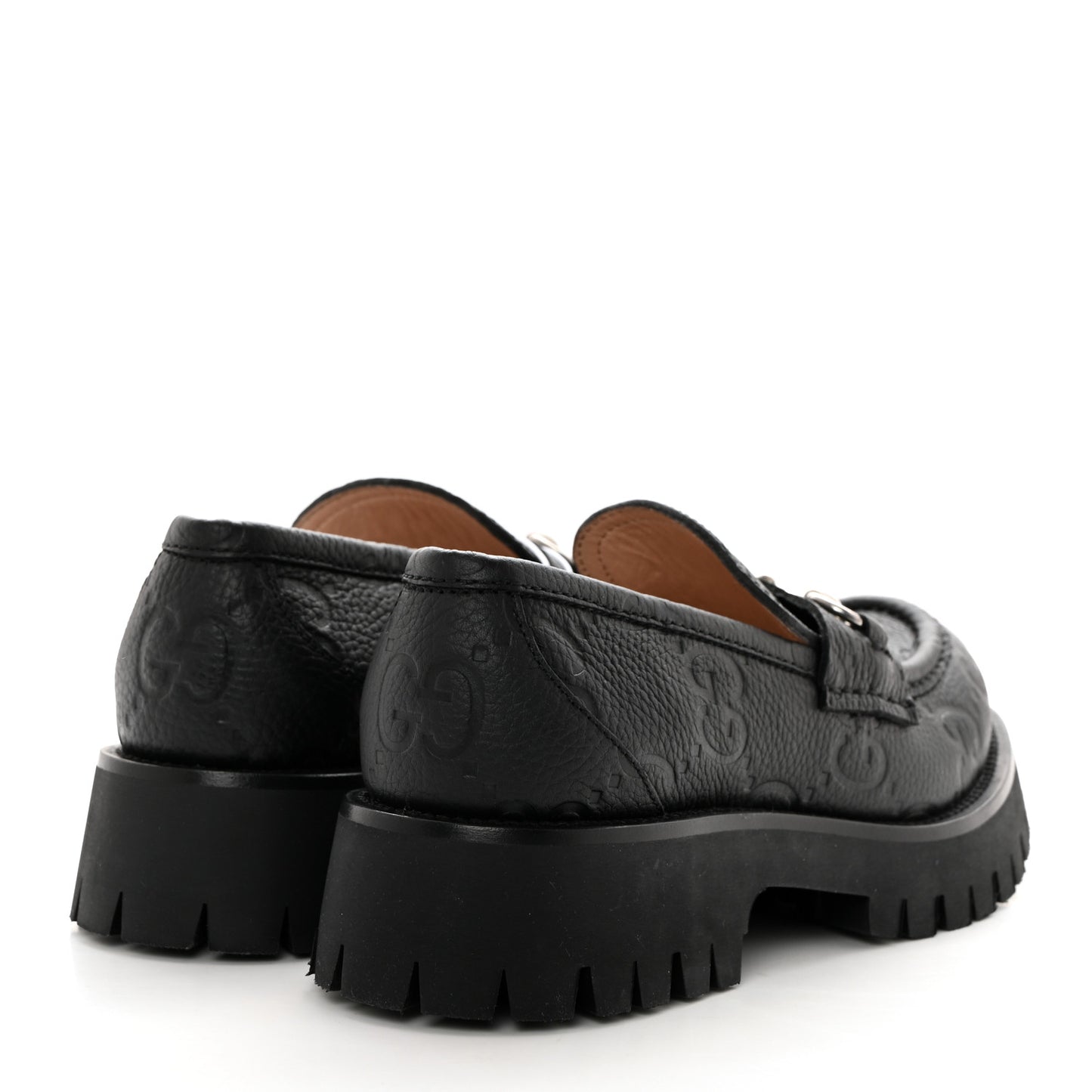 Magnum Calfskin Nappa Samoa Womens Horsebit Platform Chunky Lug Sole 40mm Loafers 38 Black