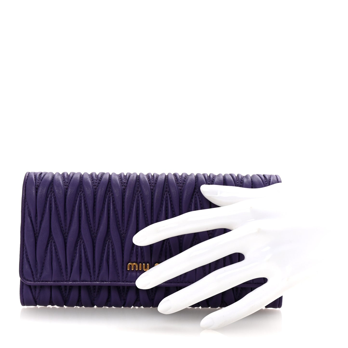Nappa Matelasse Flap Wallet Purple