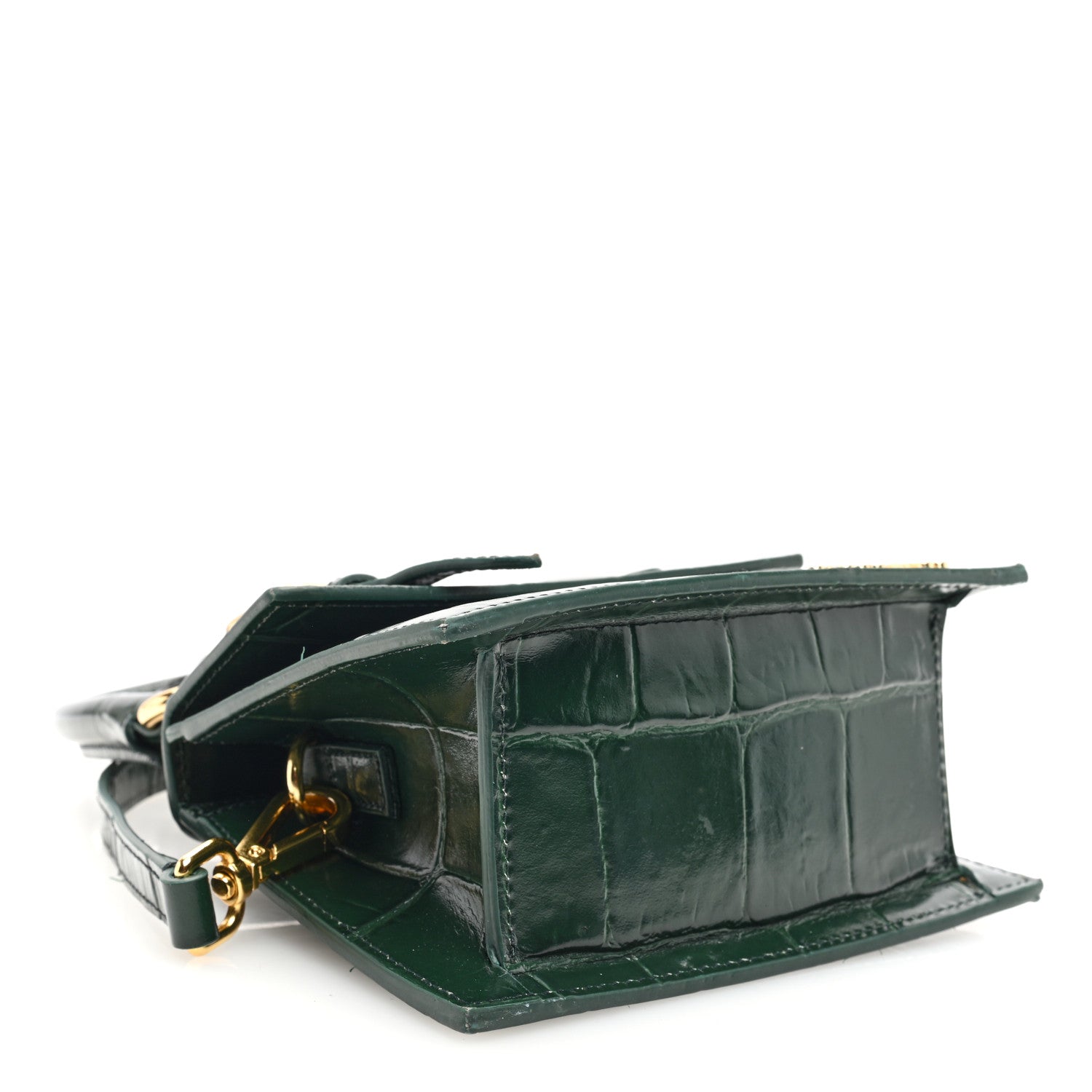 Jacquemus Calfskin Crocodile Embossed Le Chiquito Moyen Dark Green 4 of 11