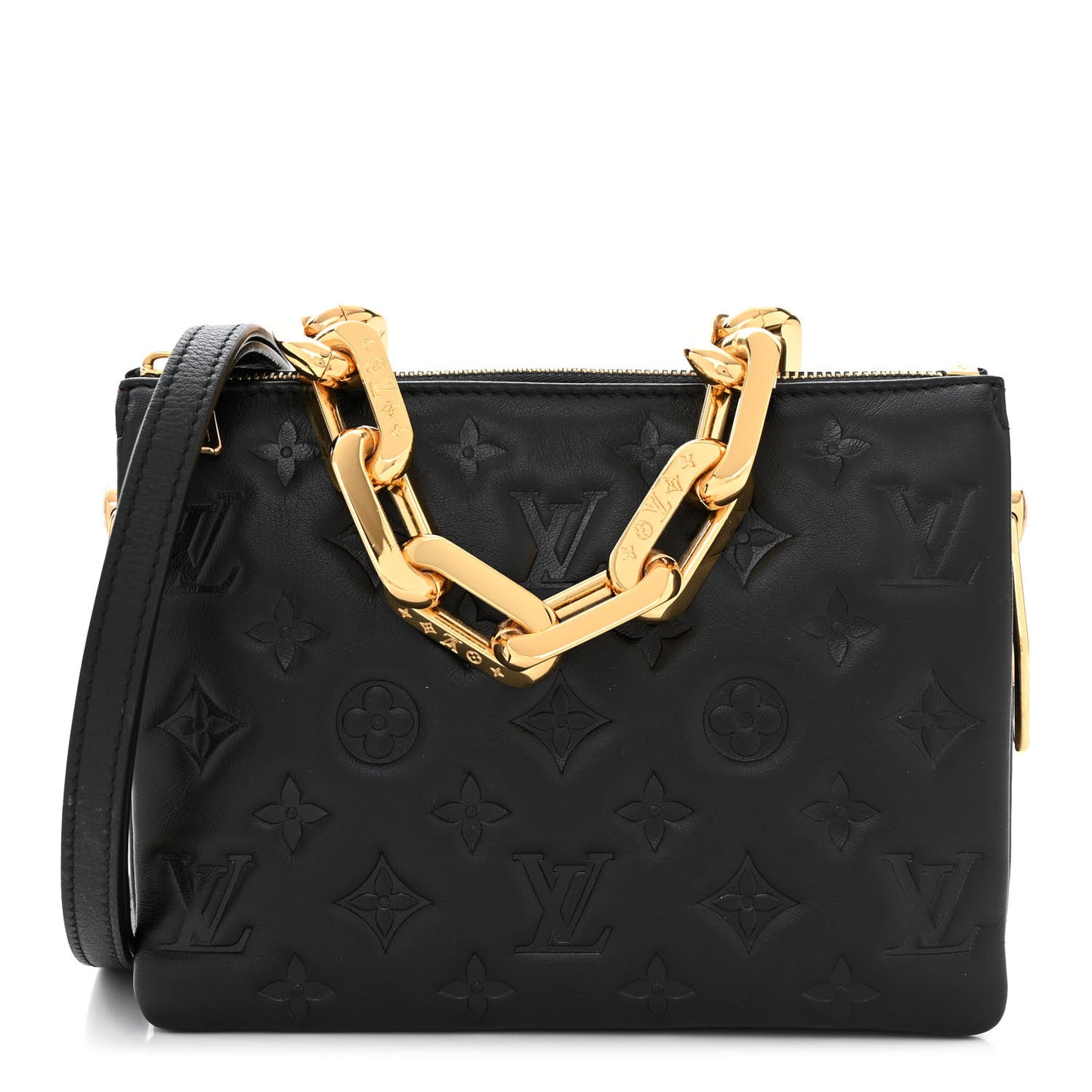 Lambskin Embossed Monogram Coussin BB Black