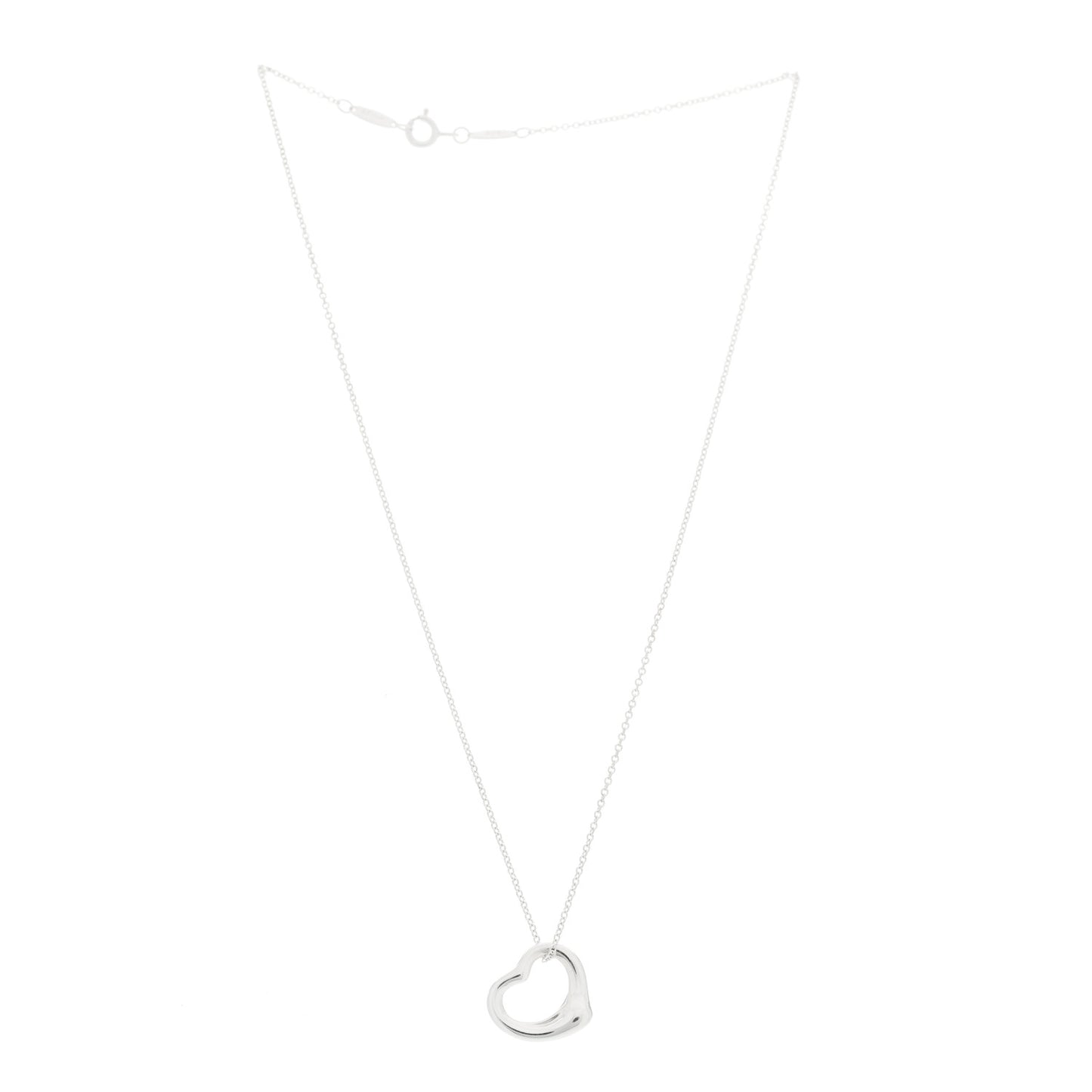 Sterling Silver 16mm Elsa Peretti Open Heart Pendant Necklace